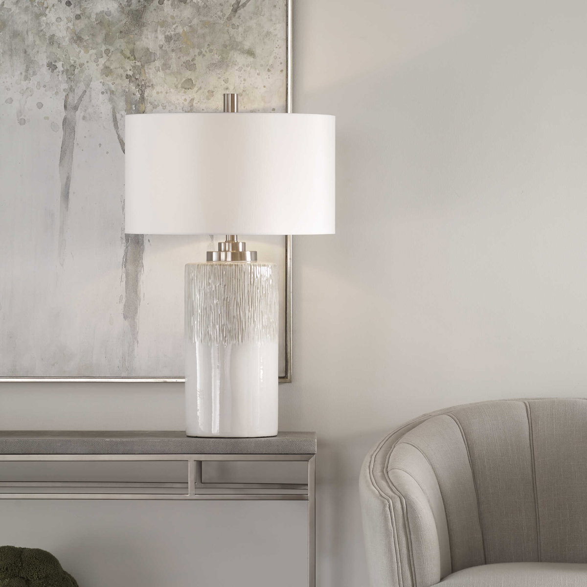 Georgios Cylinder Table Lamp, by Uttermost, 1'6" width x 2'4.5" height x 1'6" depth View 9