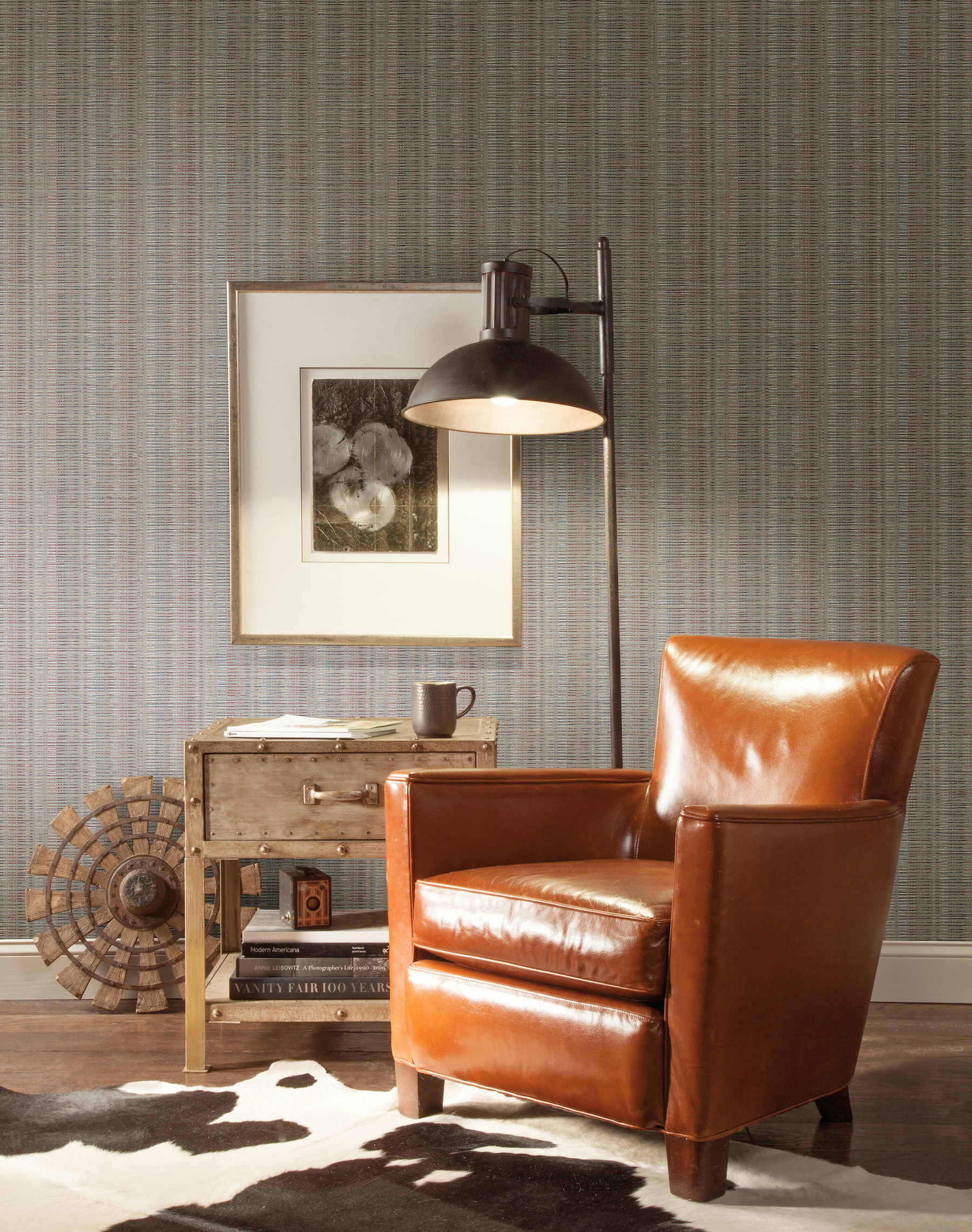 Red & Blue Broken Boucle Stripe Wallpaper large image 