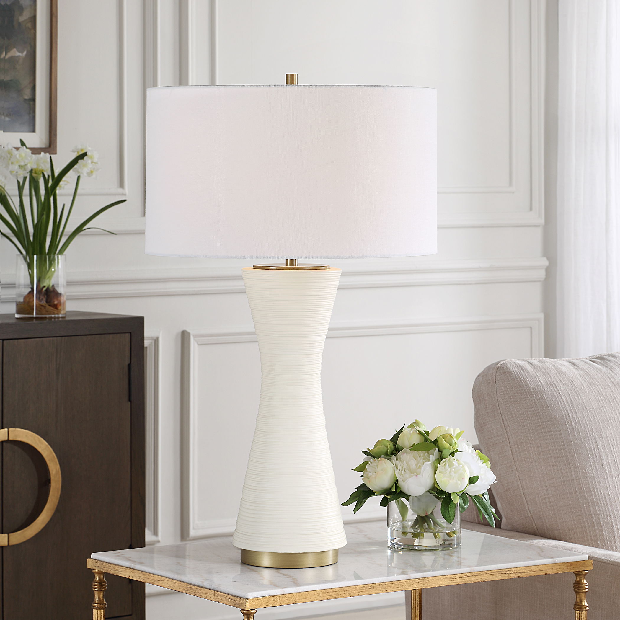 Ridgeline Matte White Table Lamp large image 