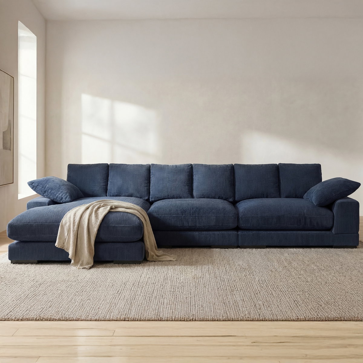 Plunge Large Sectional Navy, Sectional Sofa by Moe's Home, 147.5" width x 34" height x 46" depth View 5