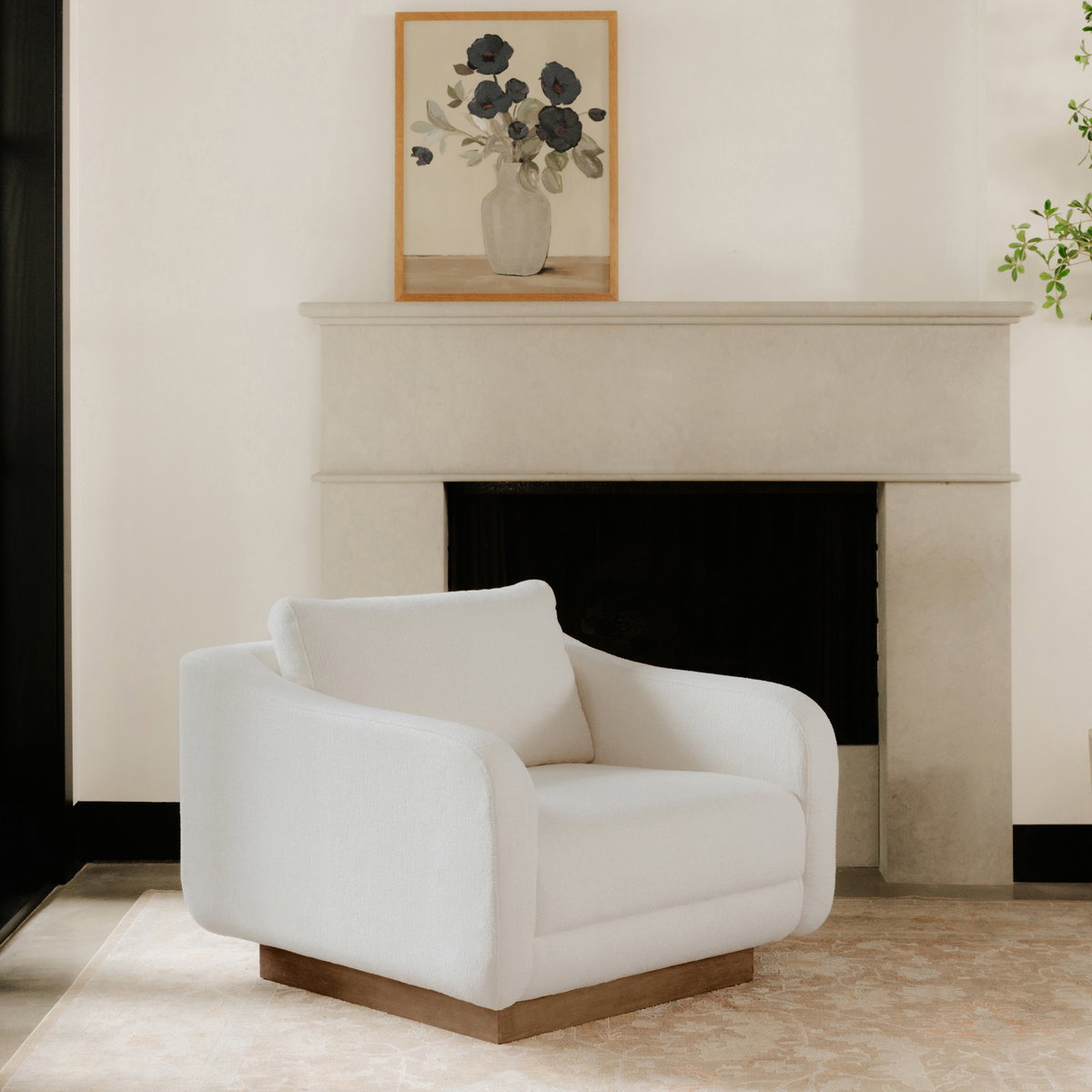 Keane Lounge Chair Cream, Accent Chair by Moe's Home, 38" width x 31.25" height x 39.5" depth View 9