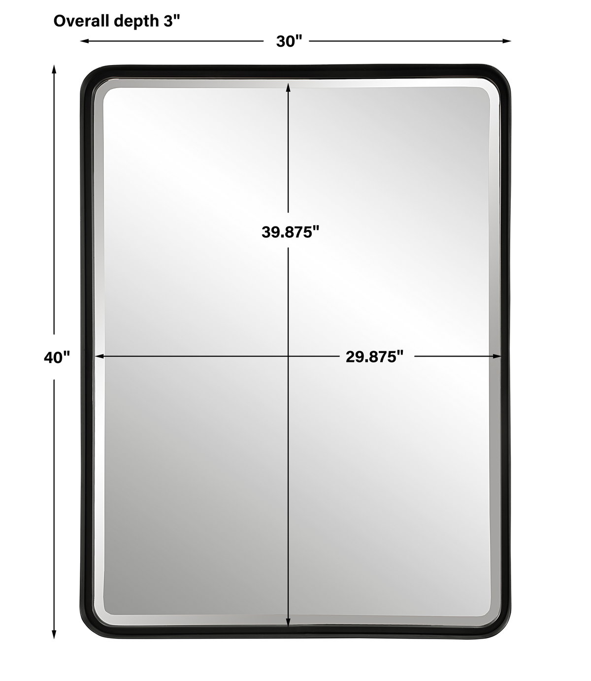 Crofton Black Large Mirror, by Uttermost, 30" width x 40" height x 3" depth View 3