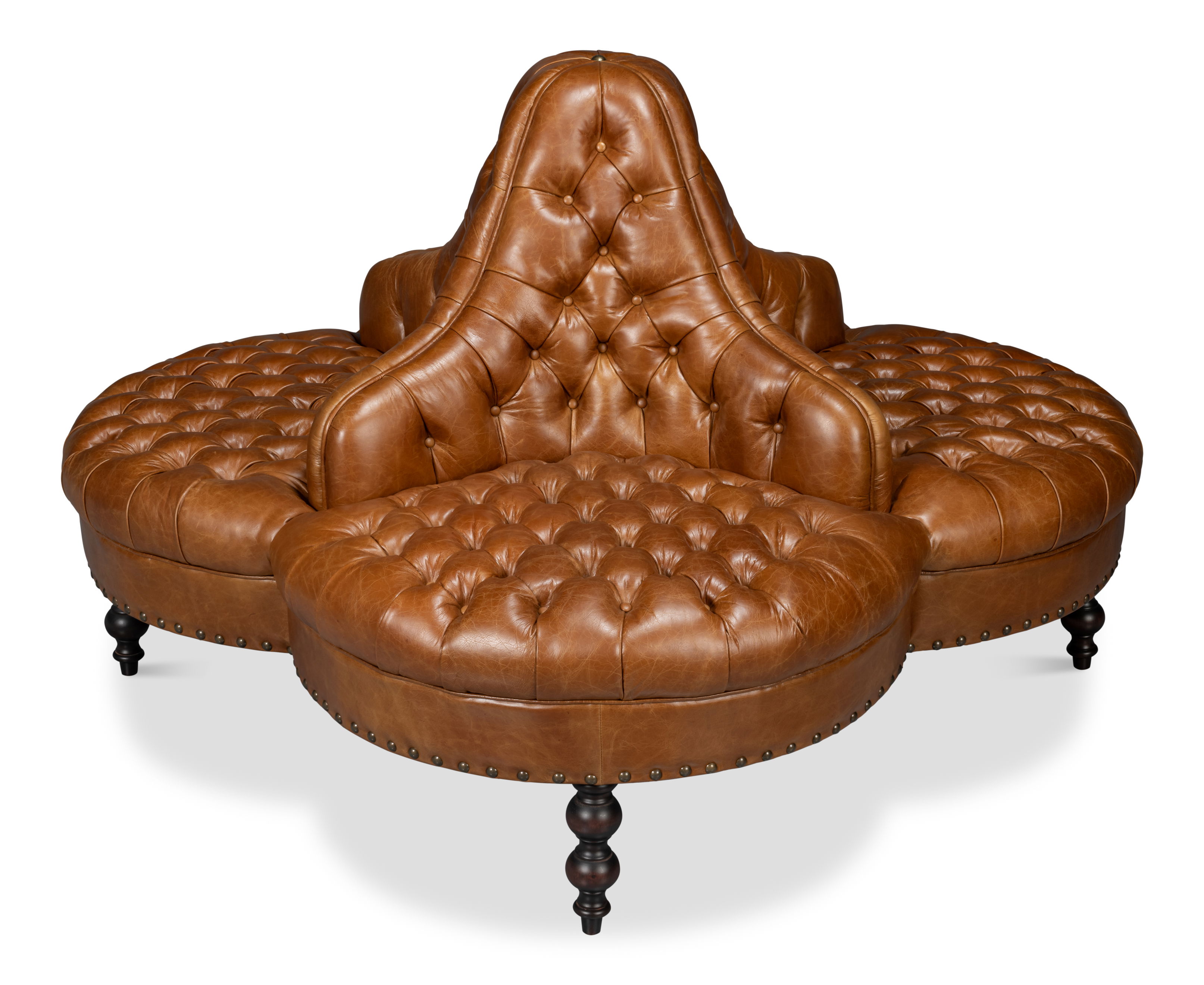 Lobby Sofa, Cuba Brown, Seating by Sarreid, 57" length x 57" width x 39" height View 11