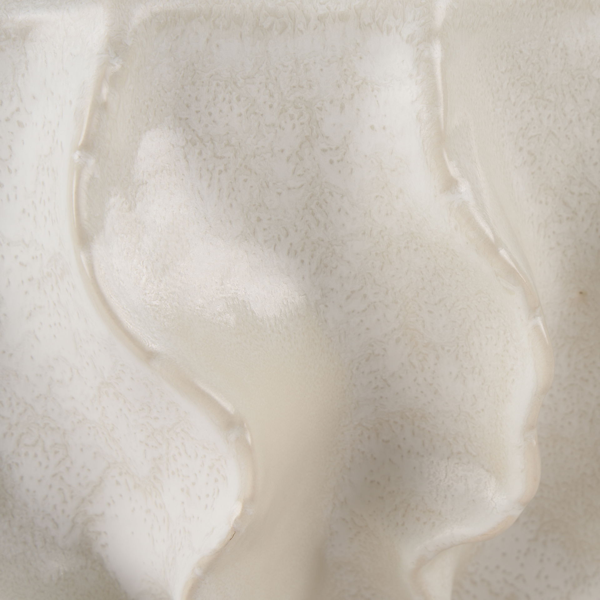 Vahn Sculptural Cream Glazed Decorative Ceramic Bowl, Vase by Mercana, 14.37" length x 14.37" width x 9.25" height View 7