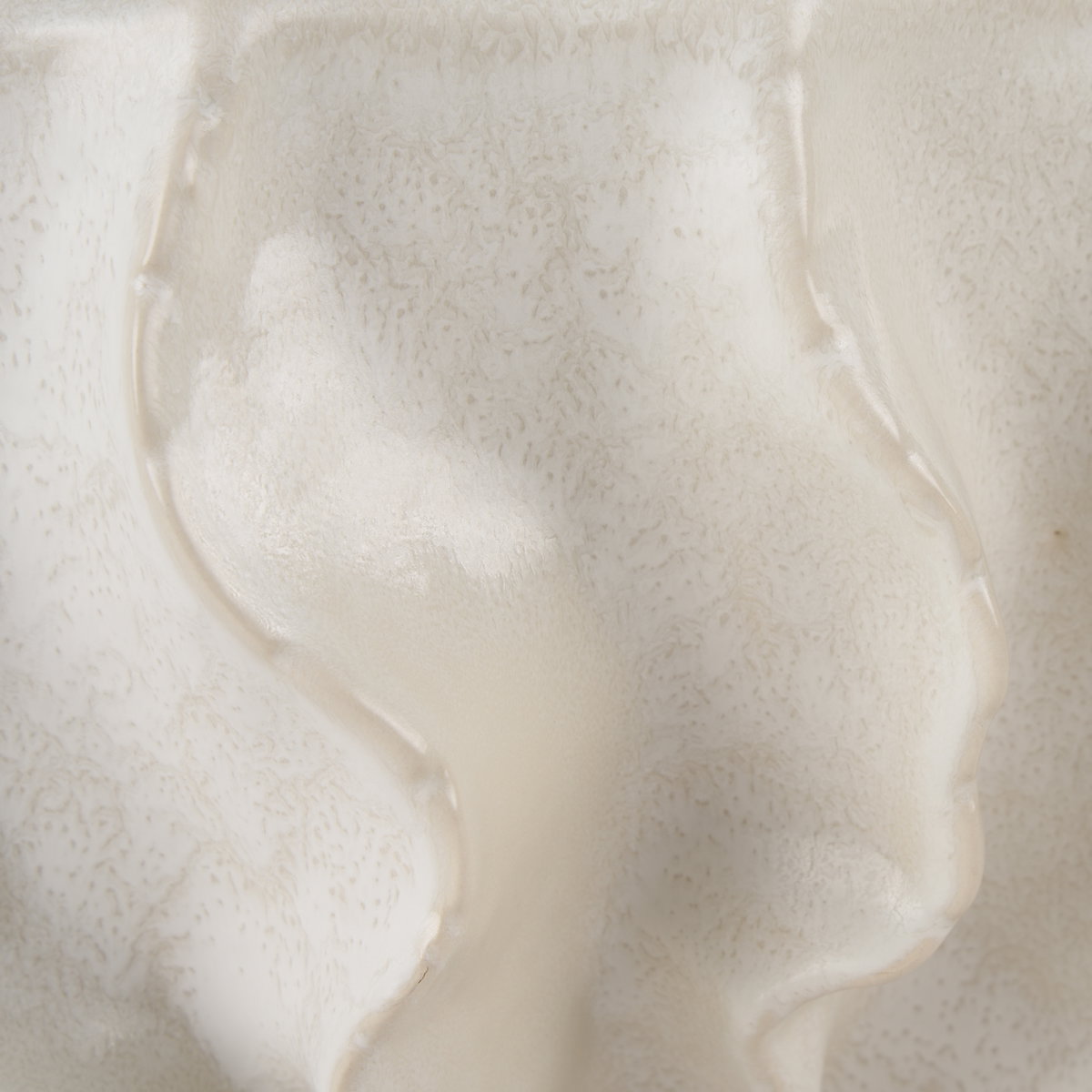 Vahn Sculptural Cream Glazed Decorative Ceramic Bowl, Vase by Mercana, 14.37" length x 14.37" width x 9.25" height View 7