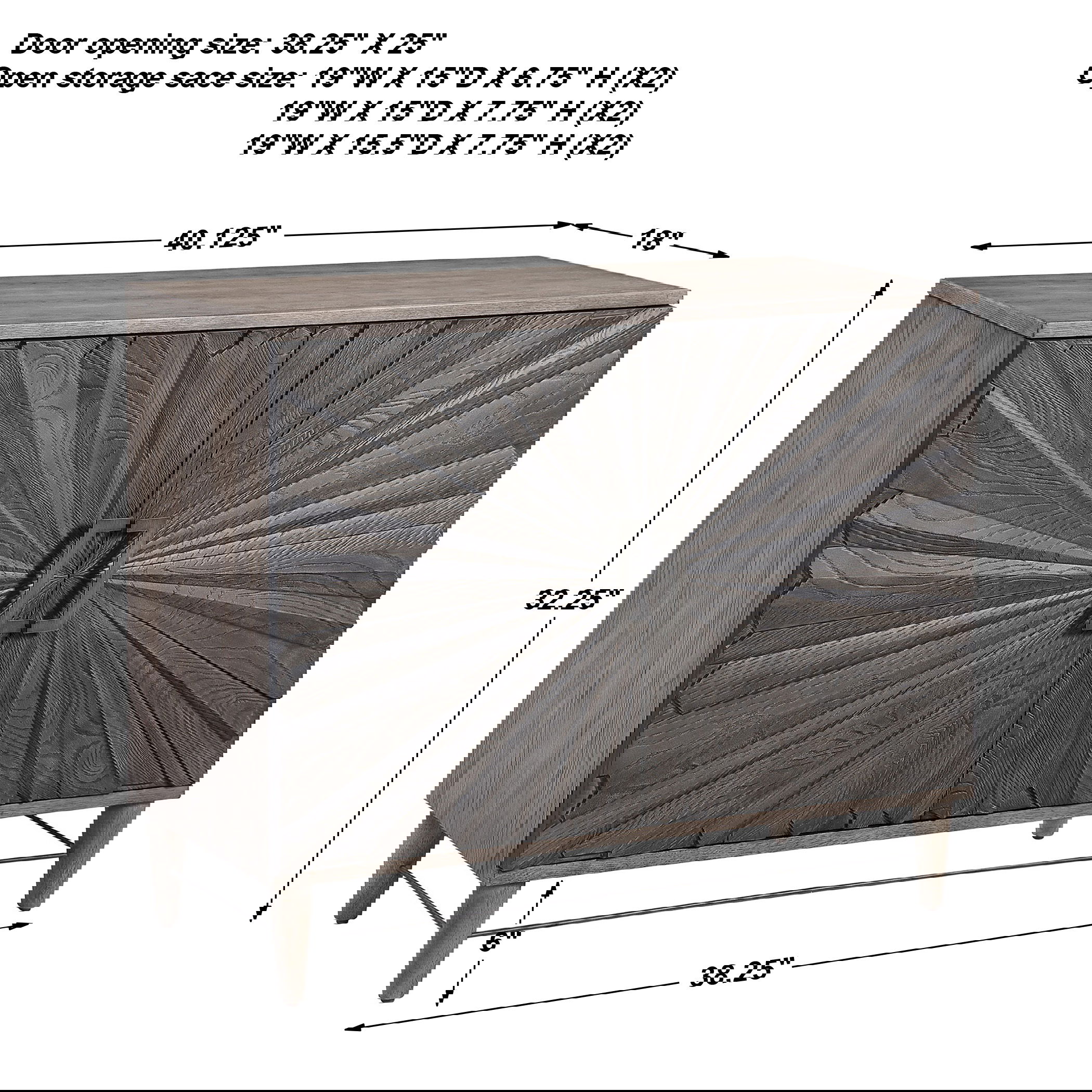 Shield Gray Oak 2 Door Cabinet, Furniture by Uttermost, 40" width x 32" height x 18" depth View 3