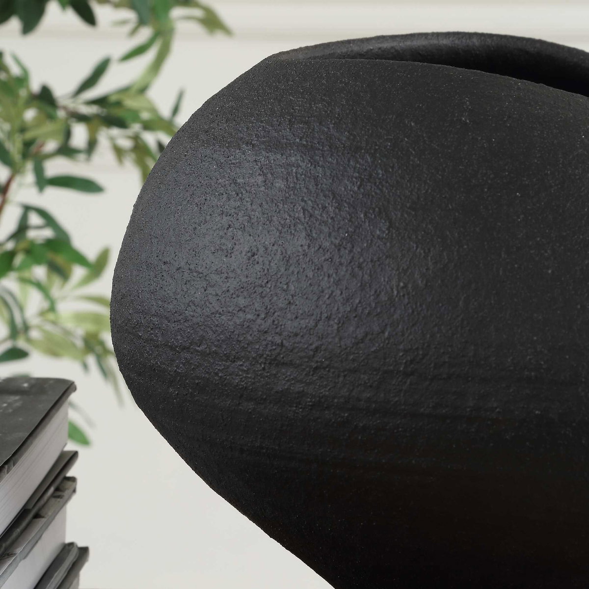 Nocturne Textured Black Bowl, Decorative by Uttermost, 14" width x 9" height x 14" depth View 6