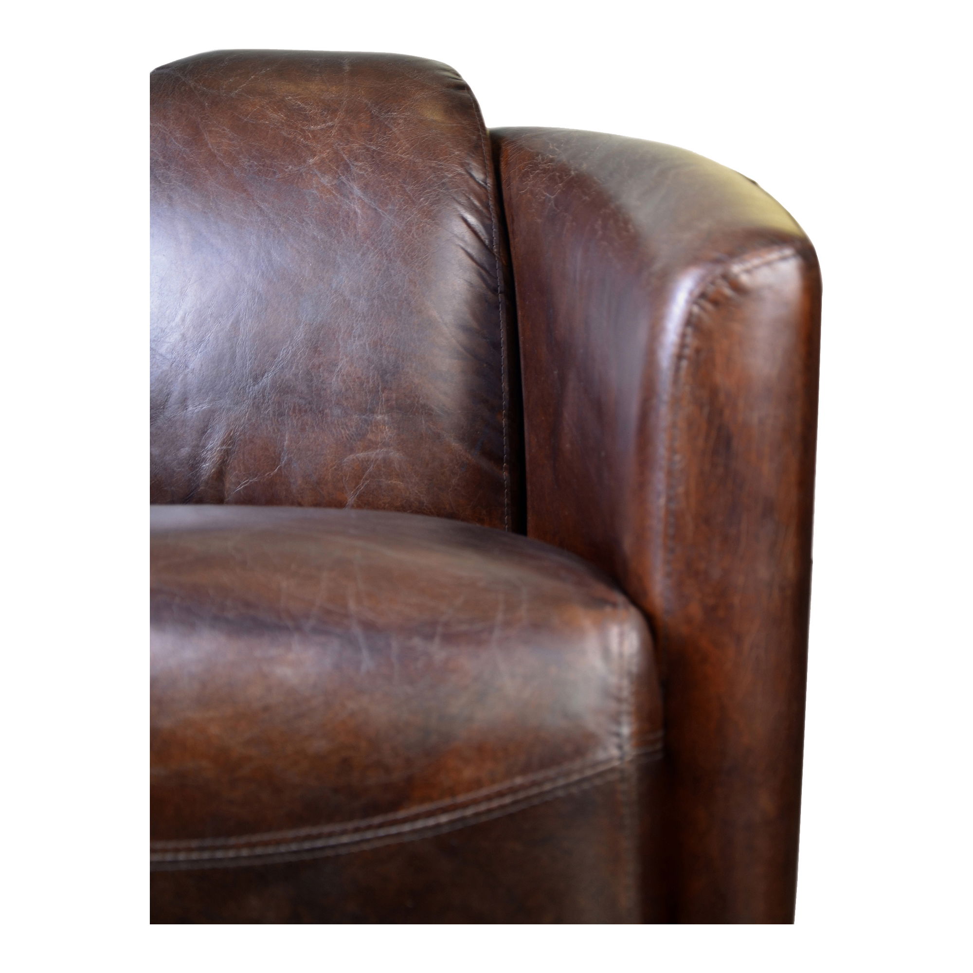Salzburg Club Chair Dark Brown Leather, Accent Chair by Moe's Home, 29.5" width x 29.5" height x 33" depth View 3