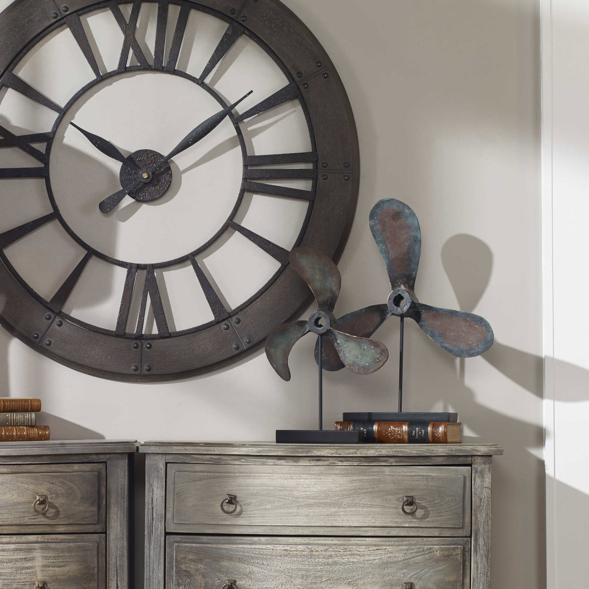 Propellers Rust Sculptures Set/2, Figurines & Statue by Uttermost, 16" width x 20.5" height x 4" depth View 4