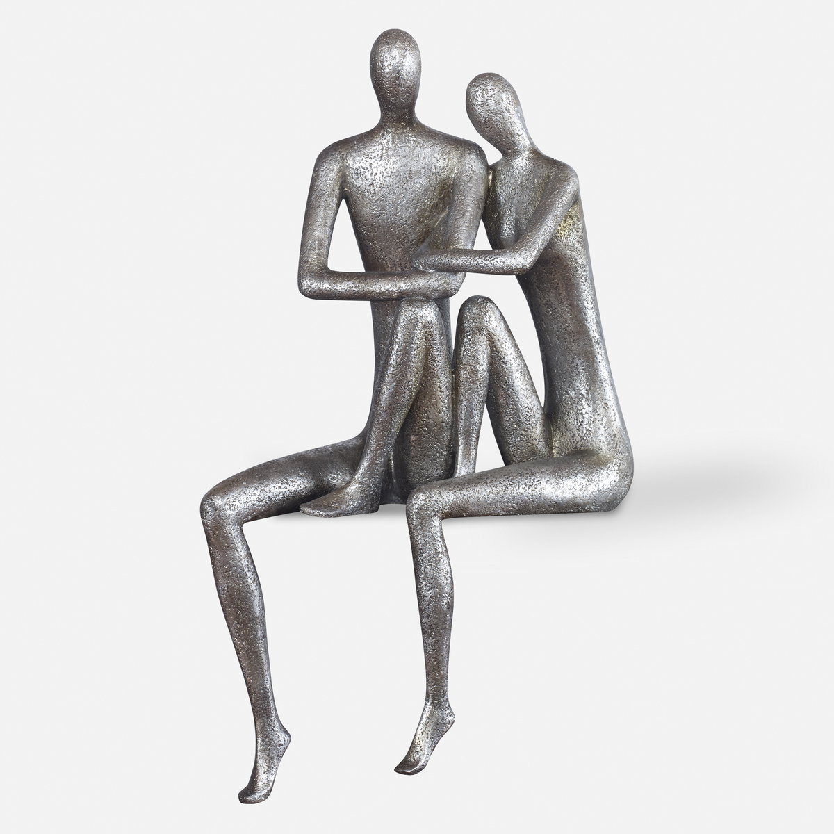 Courtship Antique Nickel Figurine, Figurines & Statue by Uttermost, 9.87" width x 18.87" height x 7.12" depth View 1