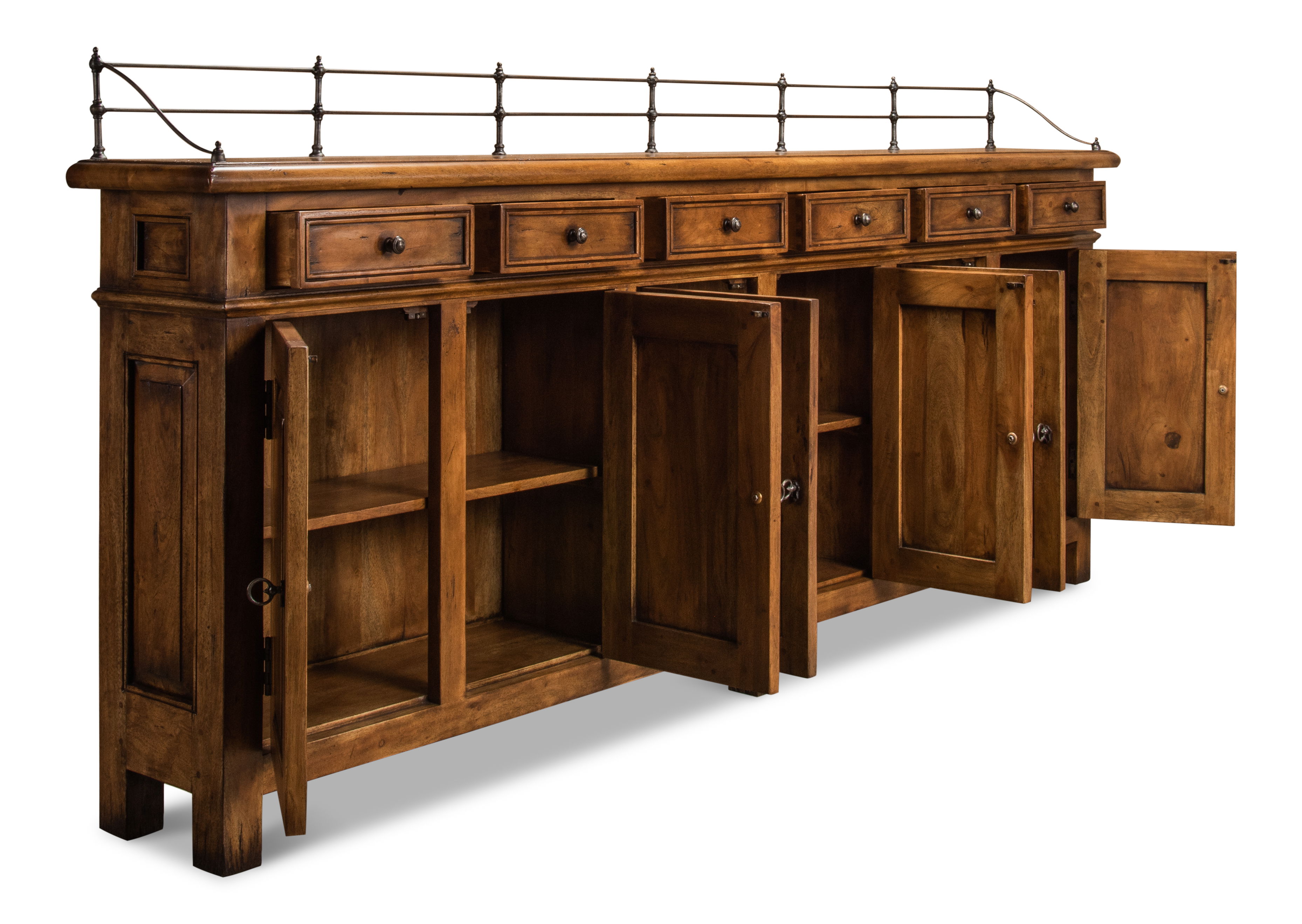 Covent Gardens Sideboard, Fruitwood, Cabinets & Sideboard by Sarreid, 96" length x 12" width x 43" height View 8