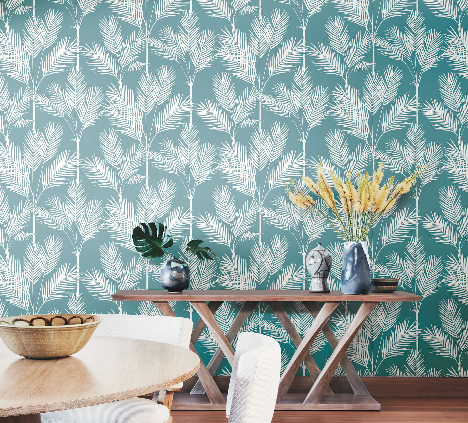 King Palm Silhouette Blue Wallpaper large image 