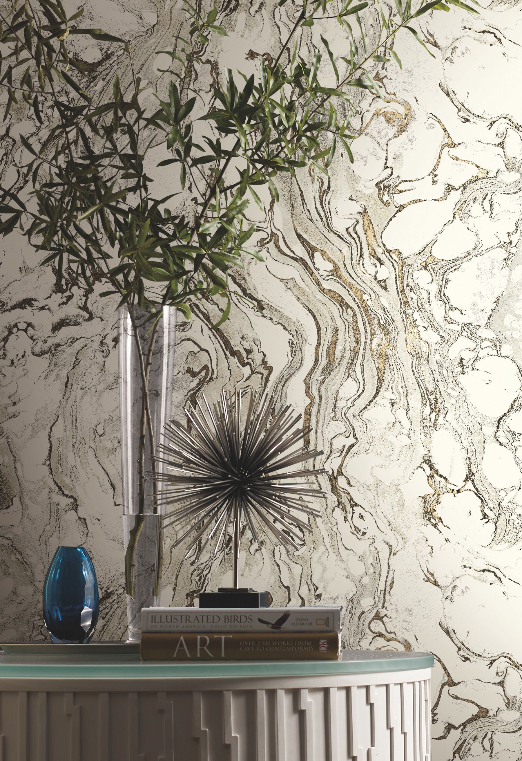 Polished Marble Black & White Wallpaper large image 
