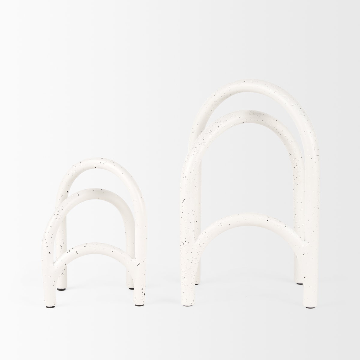 Springe White & Gray Speckled Arch Decorative Object (Set of 2), by Mercana, 4.53" length x 3.35" width x 6.5" height View 3