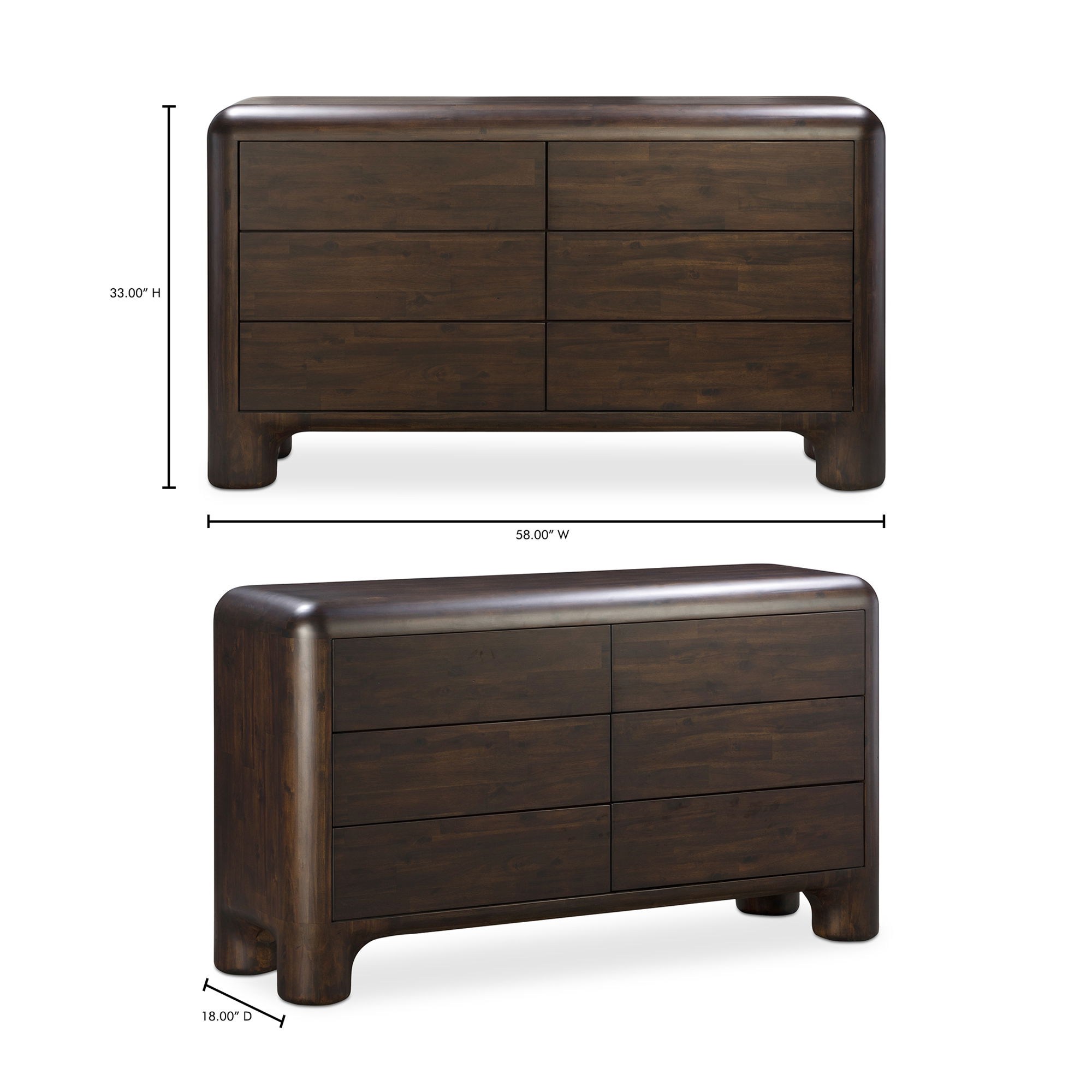 Rowan 6 Drawer Dresser Dark Brown large image 