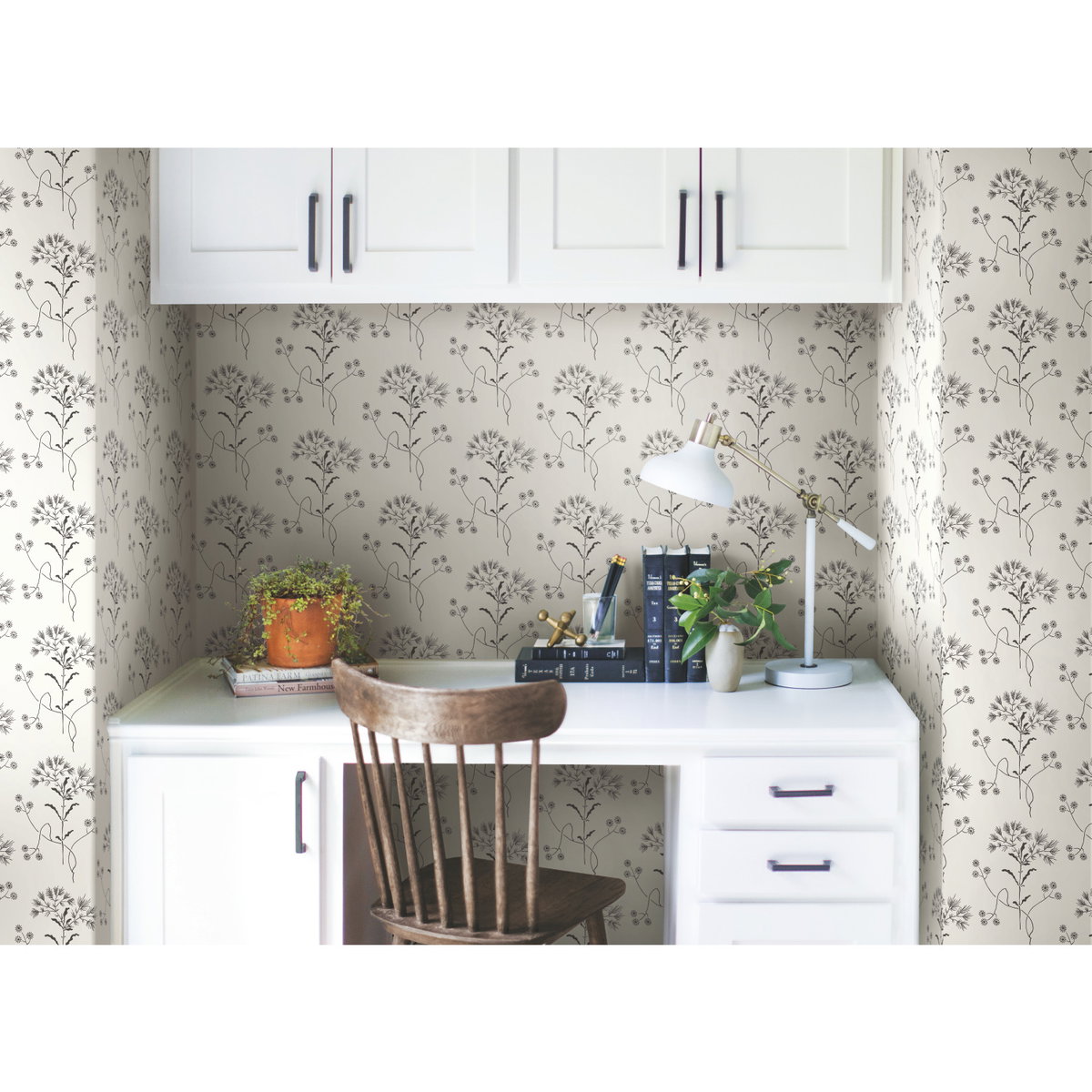 Wildflower Black & White Wallpaper, by York Wall, 33' length x 1'8.5" width x 0.02" depth View 3