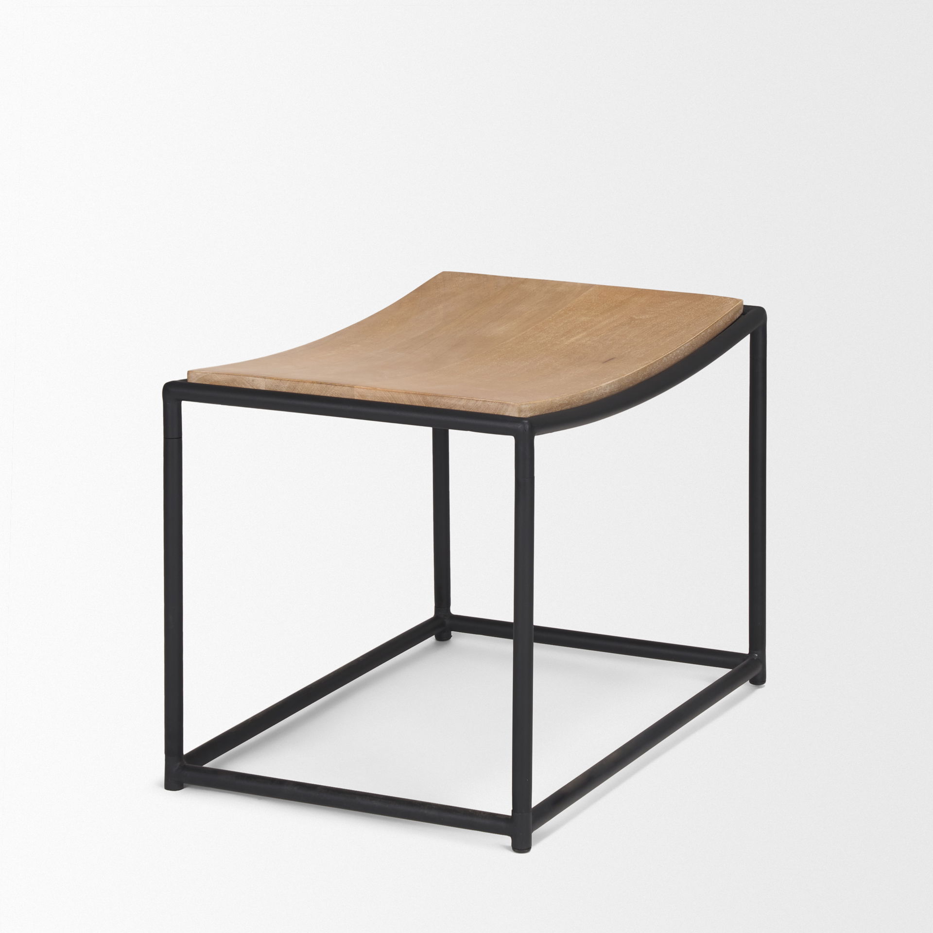 Taniel Light Brown Wood with Black Metal Stool large image 