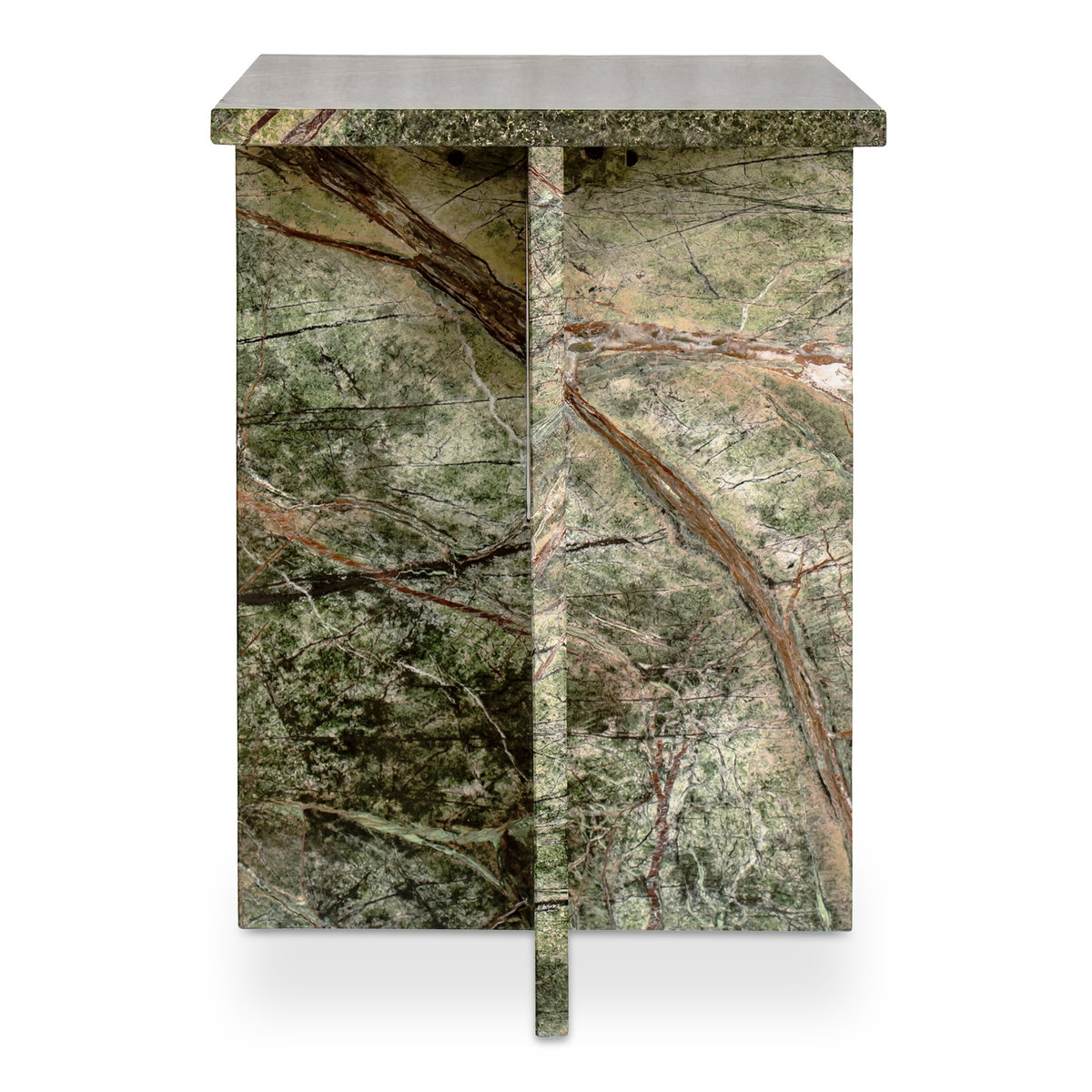 Blair Accent Table Rainforest Green Marble, Side & End Table by Moe's Home, 14" width x 20" height x 14" depth View 1