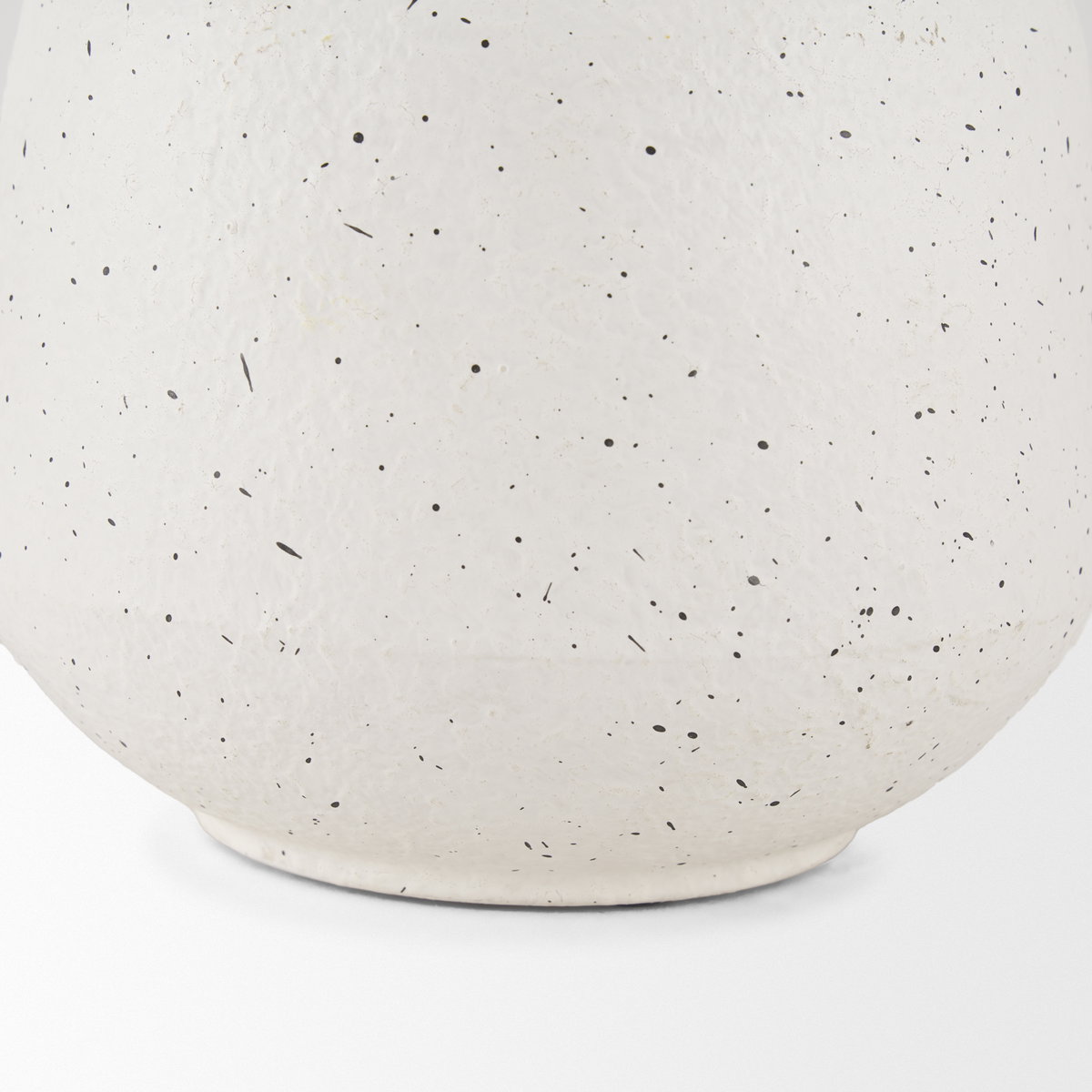 Treva Small White with Black Speckles Metal Vase, by Mercana, 9.45" length x 7.09" width x 7.09" height View 10