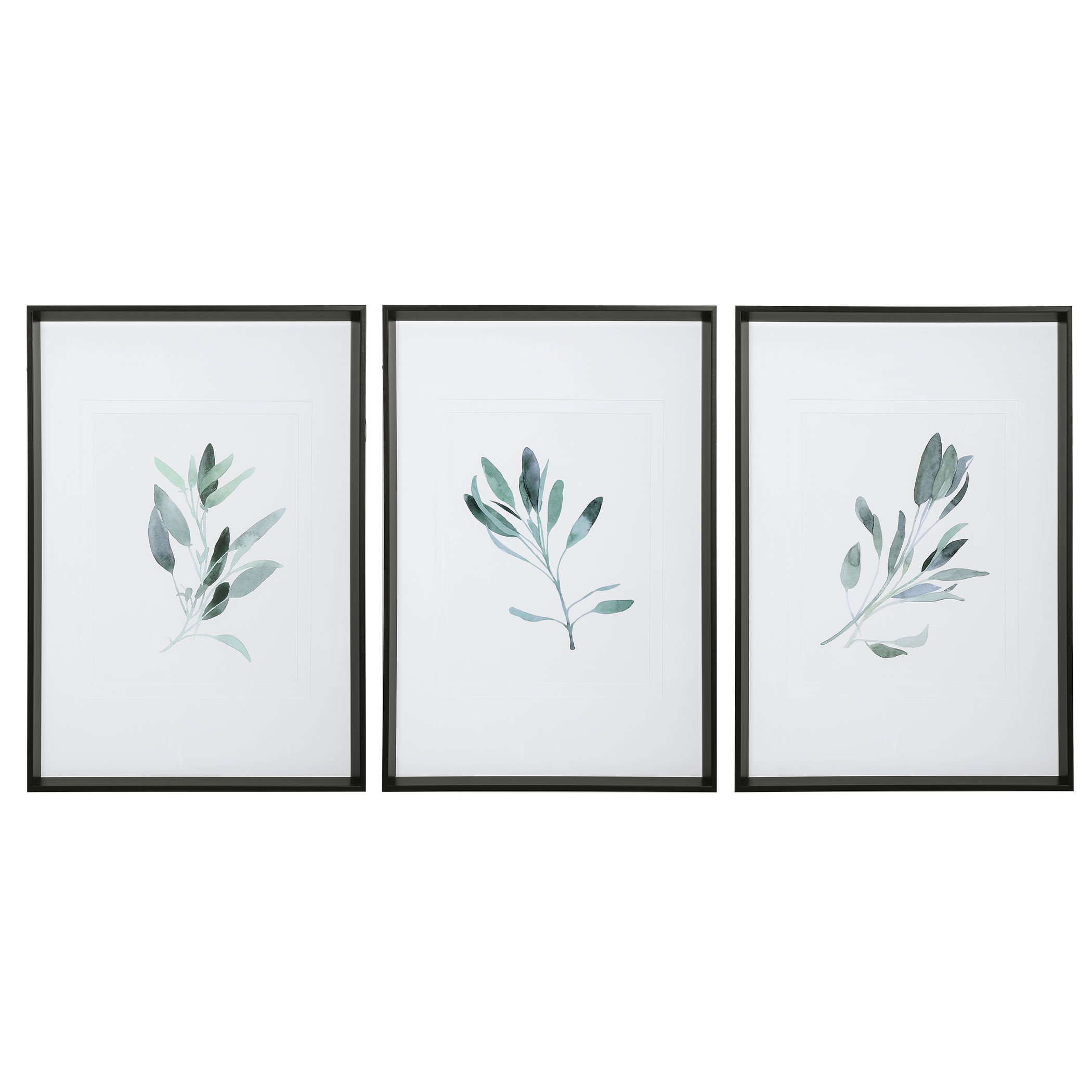 Simple Sage Watercolor Prints Set/3, Painting by Uttermost, 25.5" width x 36.5" height x 2" depth View 1