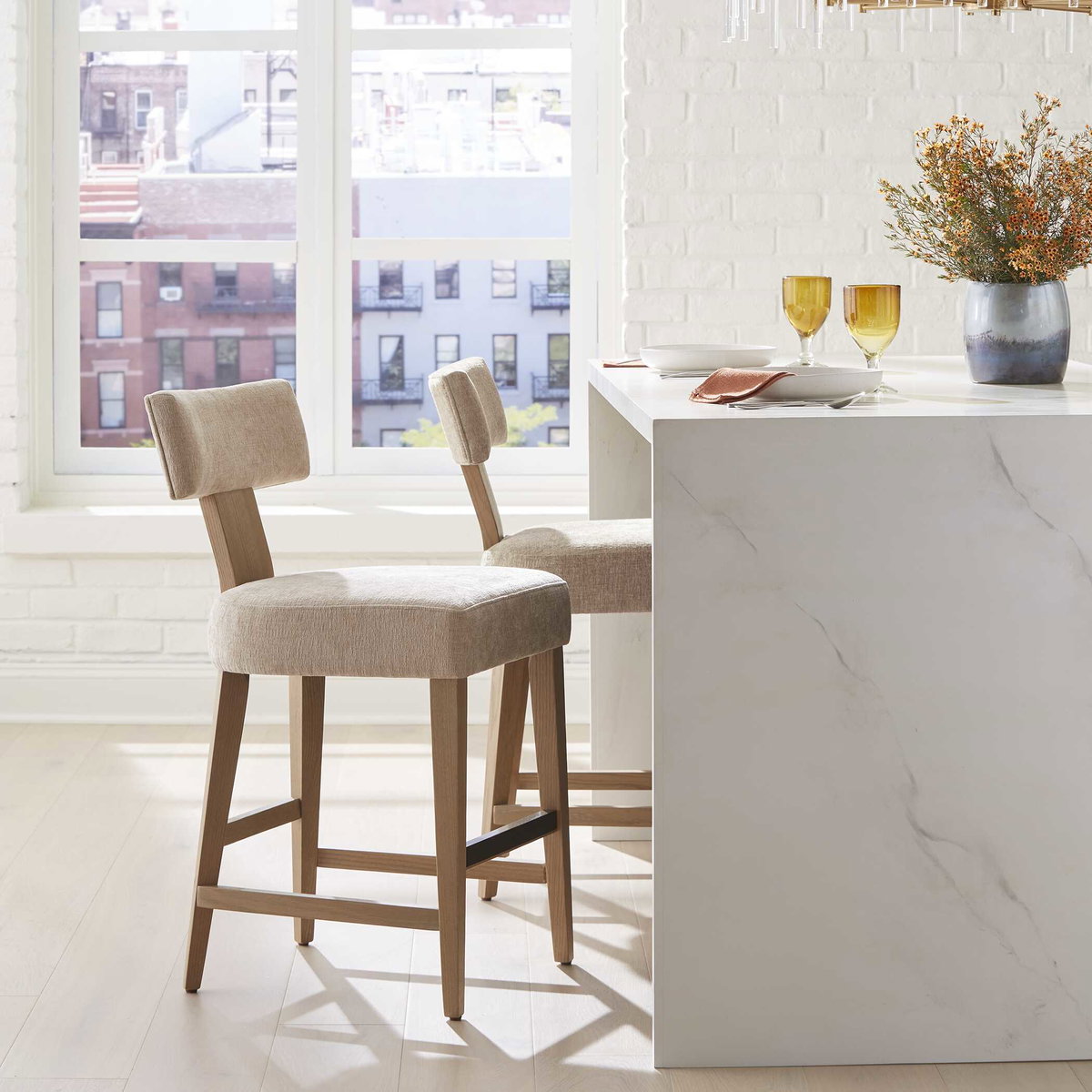 Elysian Sand Counter Stool, Counter & Bar Stool by Uttermost, 18.5" width x 37.5" height x 22" depth View 2
