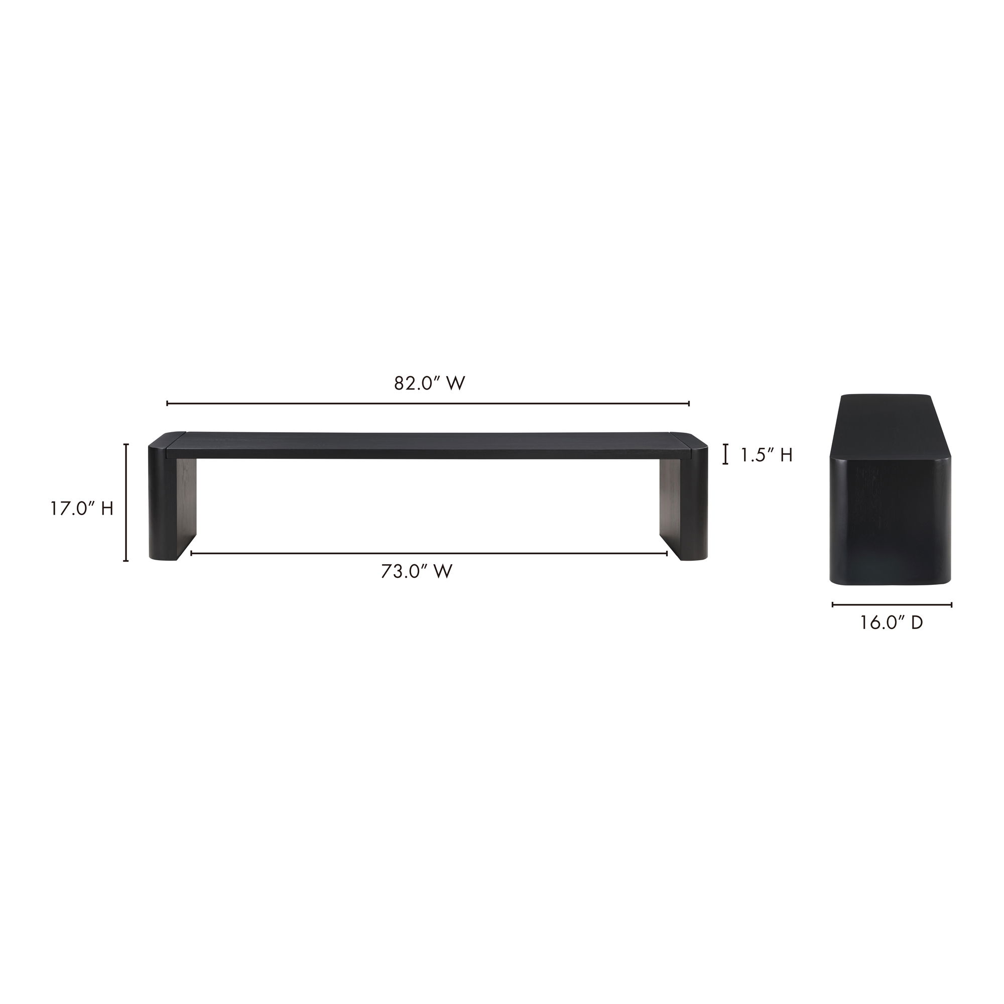 Post Large Dining Bench Black large image 