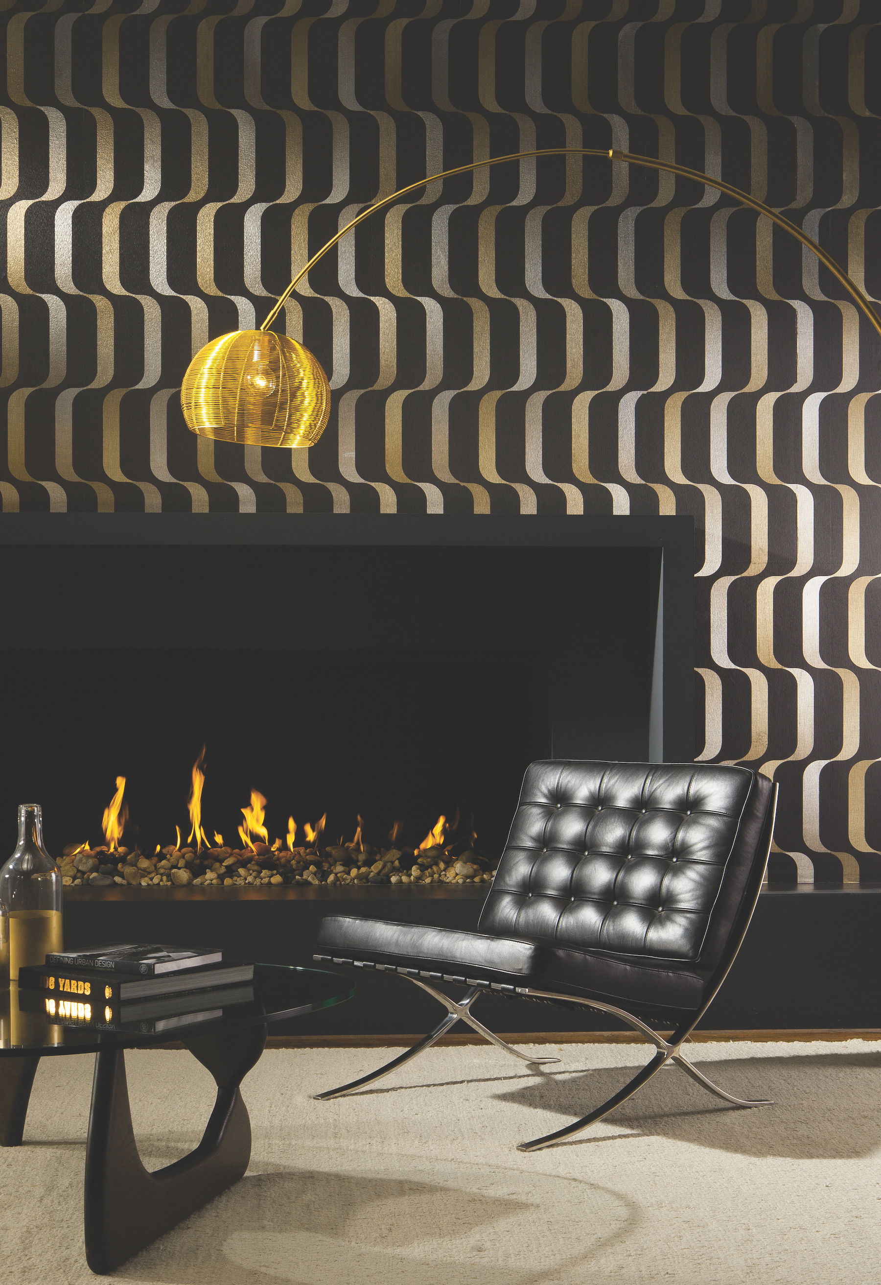 Ribbon Black Wallpaper, by York Wall, 33' length x 1'9" width x 0.02" depth View 2