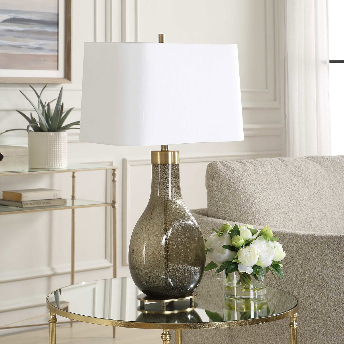 Shyla Dark Glass Table Lamp, by Uttermost, 18" width x 29.25" height x 17" depth View 4