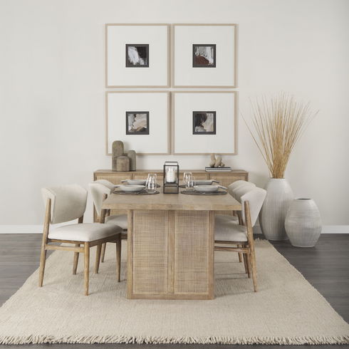 Grier 84L Light Brown Wood with Cane Dining Table