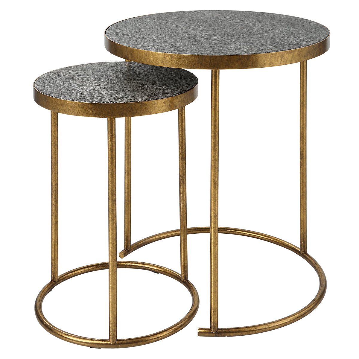 Aragon Brass Nesting Tables Set/2, Coffee Table by Uttermost, 19.5" width x 24" height x 19.5" depth View 1