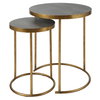 Aragon Brass Nesting Tables Set/2, Coffee Table by Uttermost, 19.5" width x 24" height x 19.5" depth thumbnail 1