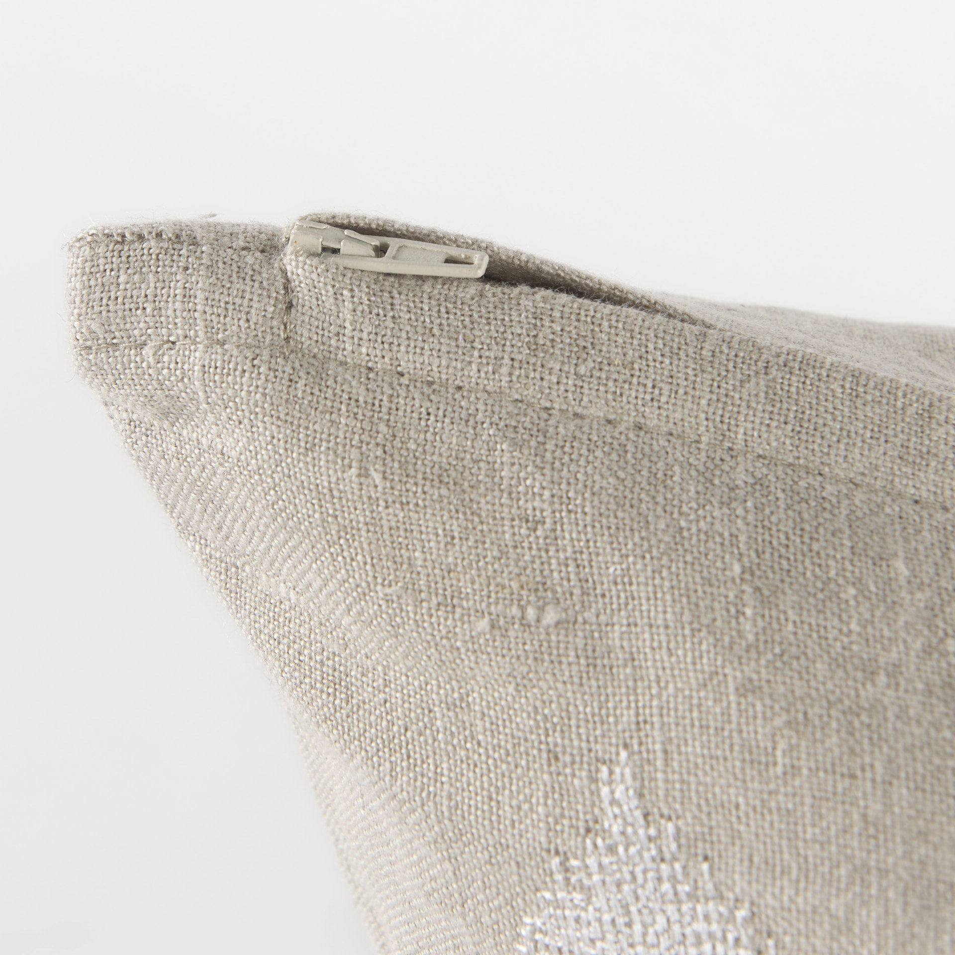 Enya 18L x 18W Beige and Cream Fabric Patterned Decorative Pillow Cover, by Mercana, 18" length x 18" width x 0.2" height View 10