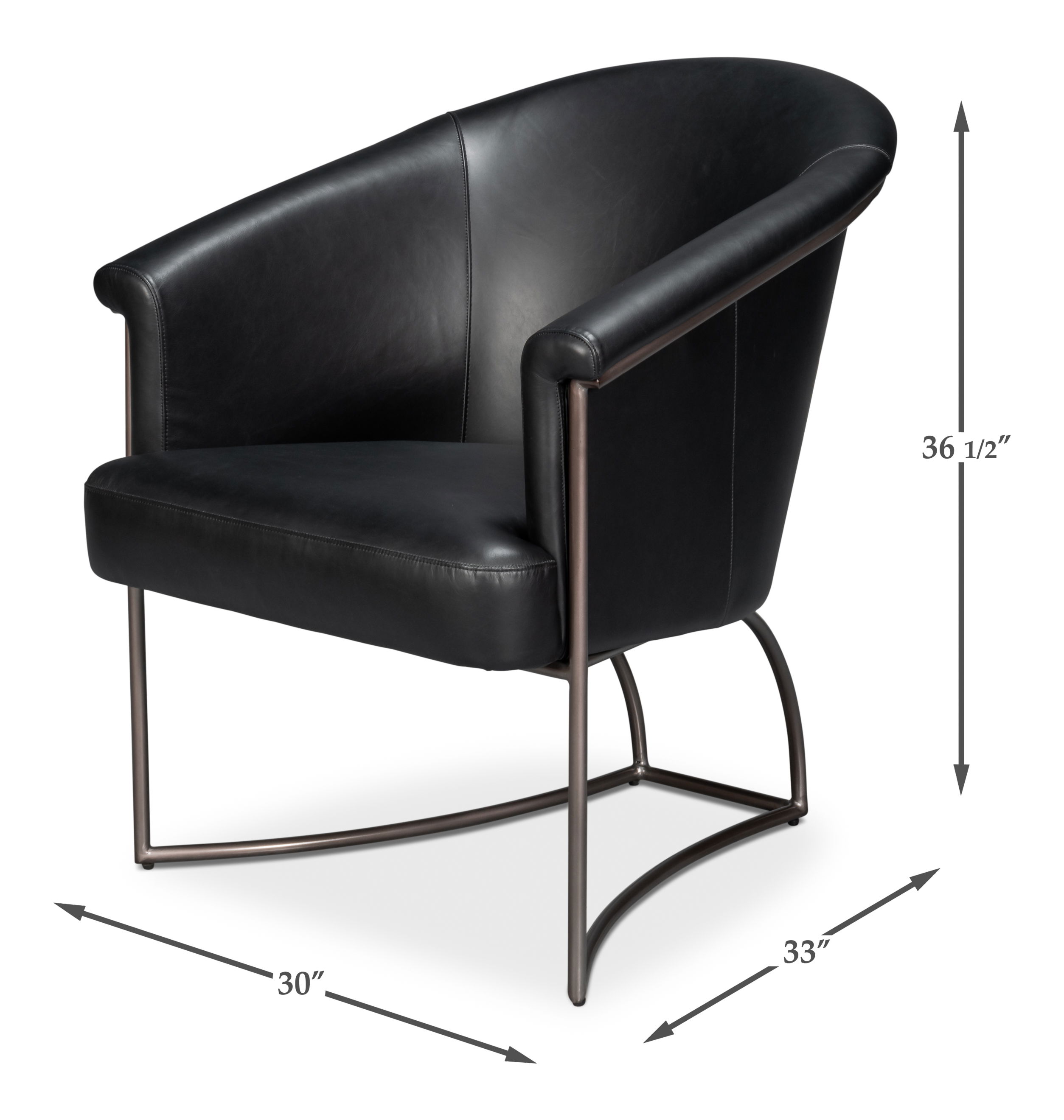Nagel Distilled Leather Chair,Onyx Black large image 