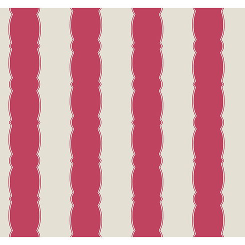 Scalloped Stripe Red Wallpaper