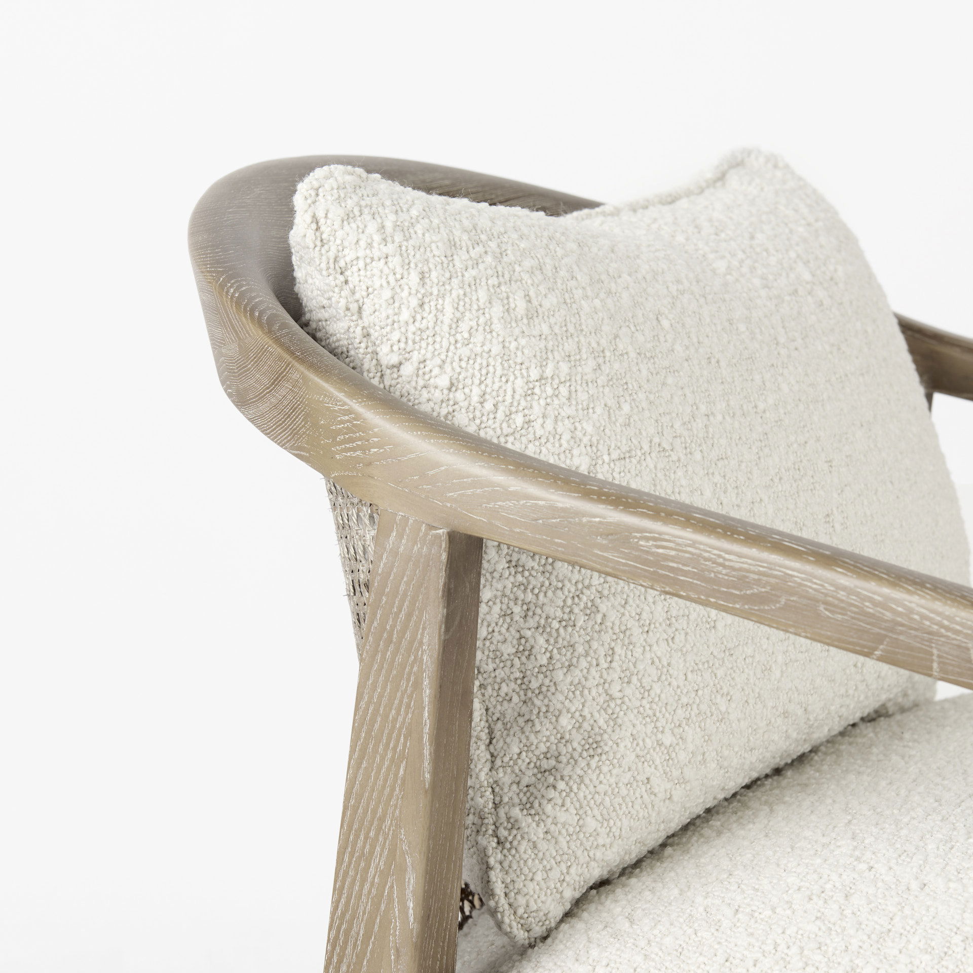Landon  Light Brown Wood with Cream Fabric Seat and Cane Back Accent Chair large image 