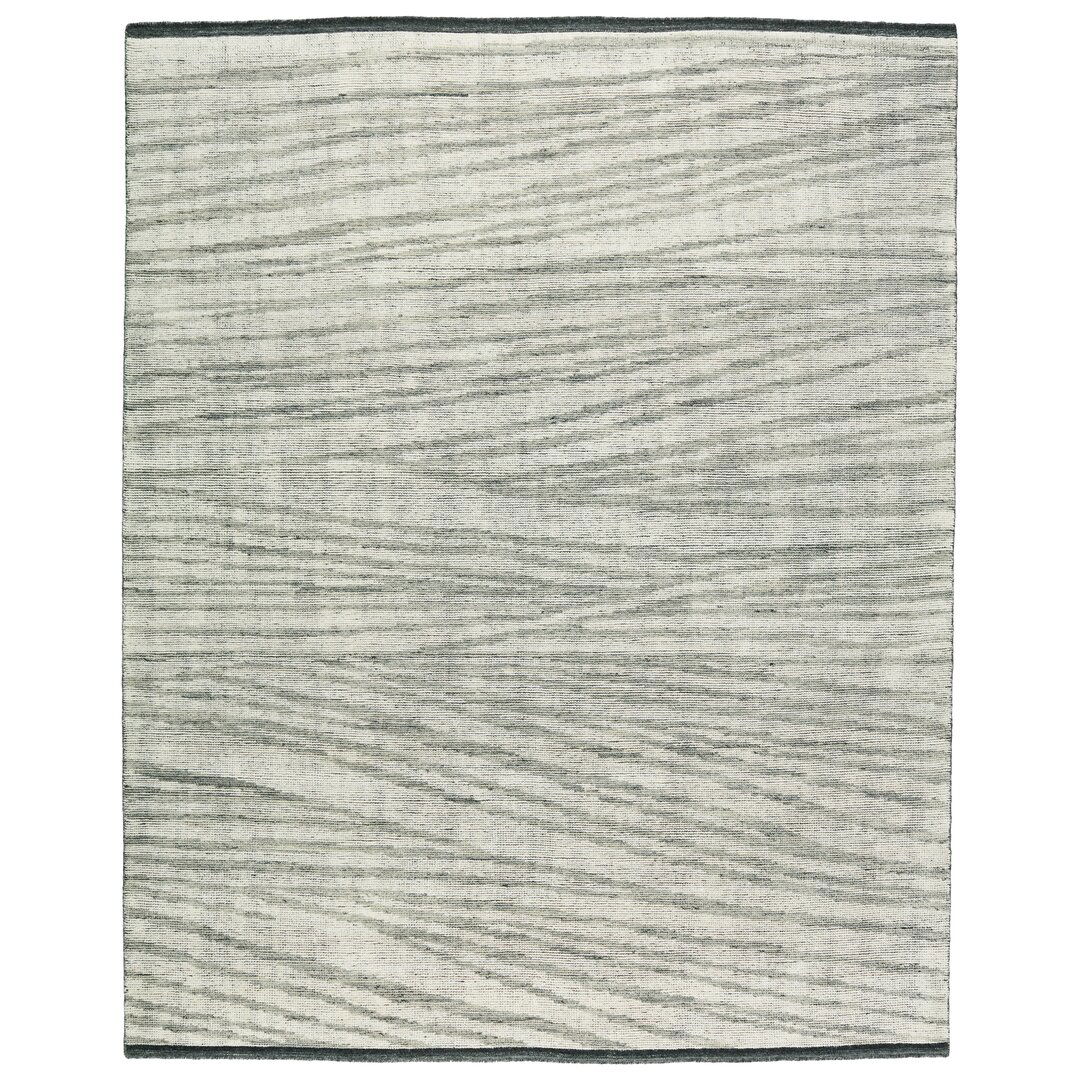 Rize Abstract Hand Knotted Wool Ivory/Gray/Green Area Rug large image 
