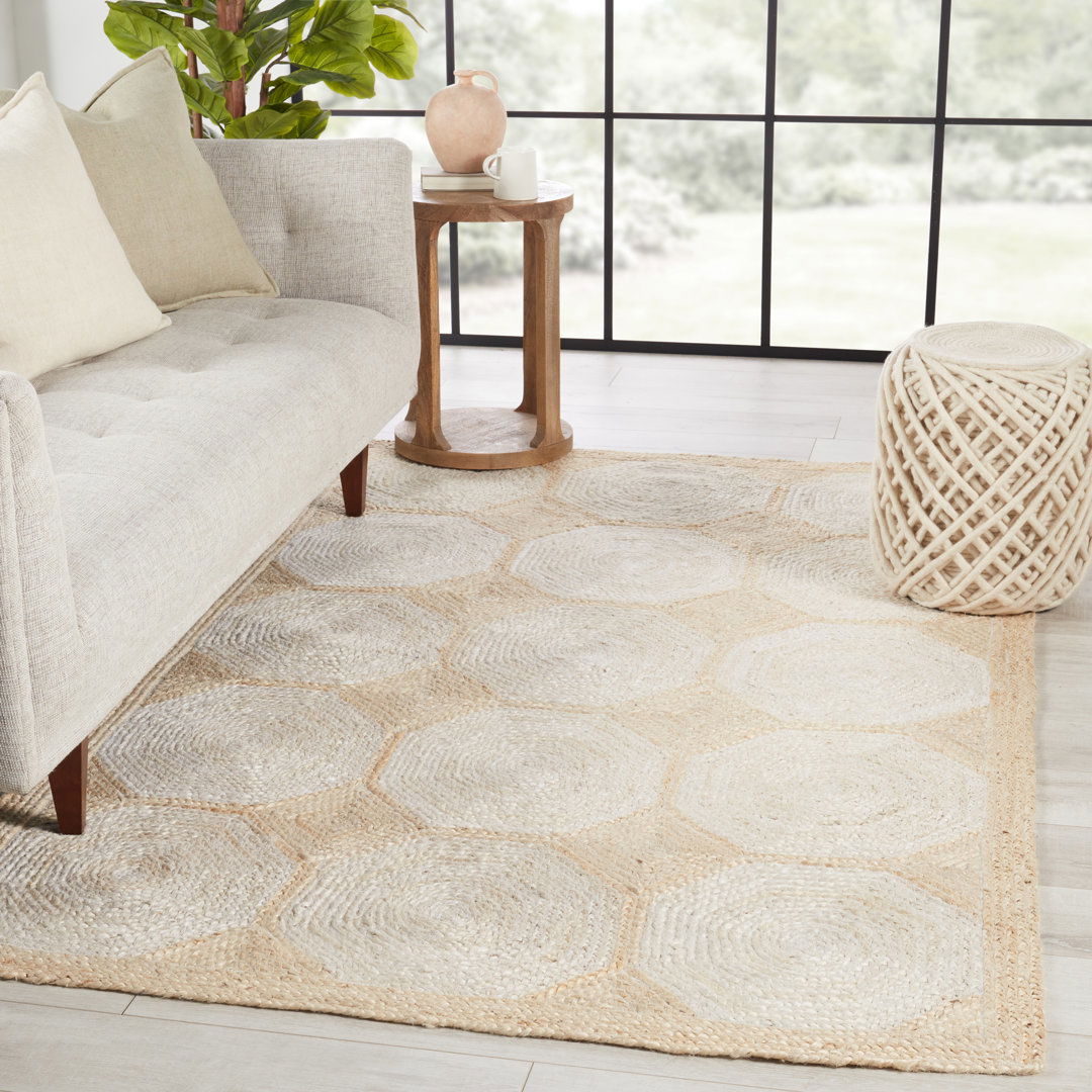 Fiorita Natural Geometric Light Beige/ White Area Rug large image 