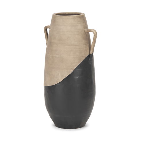 Tully Textured Matte Brown with Matte Black Ceramic Floor Vase