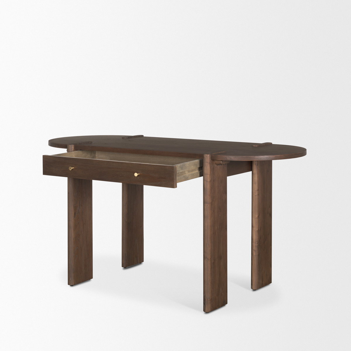 Sohan Dark Brown Elm Wood Oblong Desk, by Mercana, 59" length x 25" width x 30" height View 8