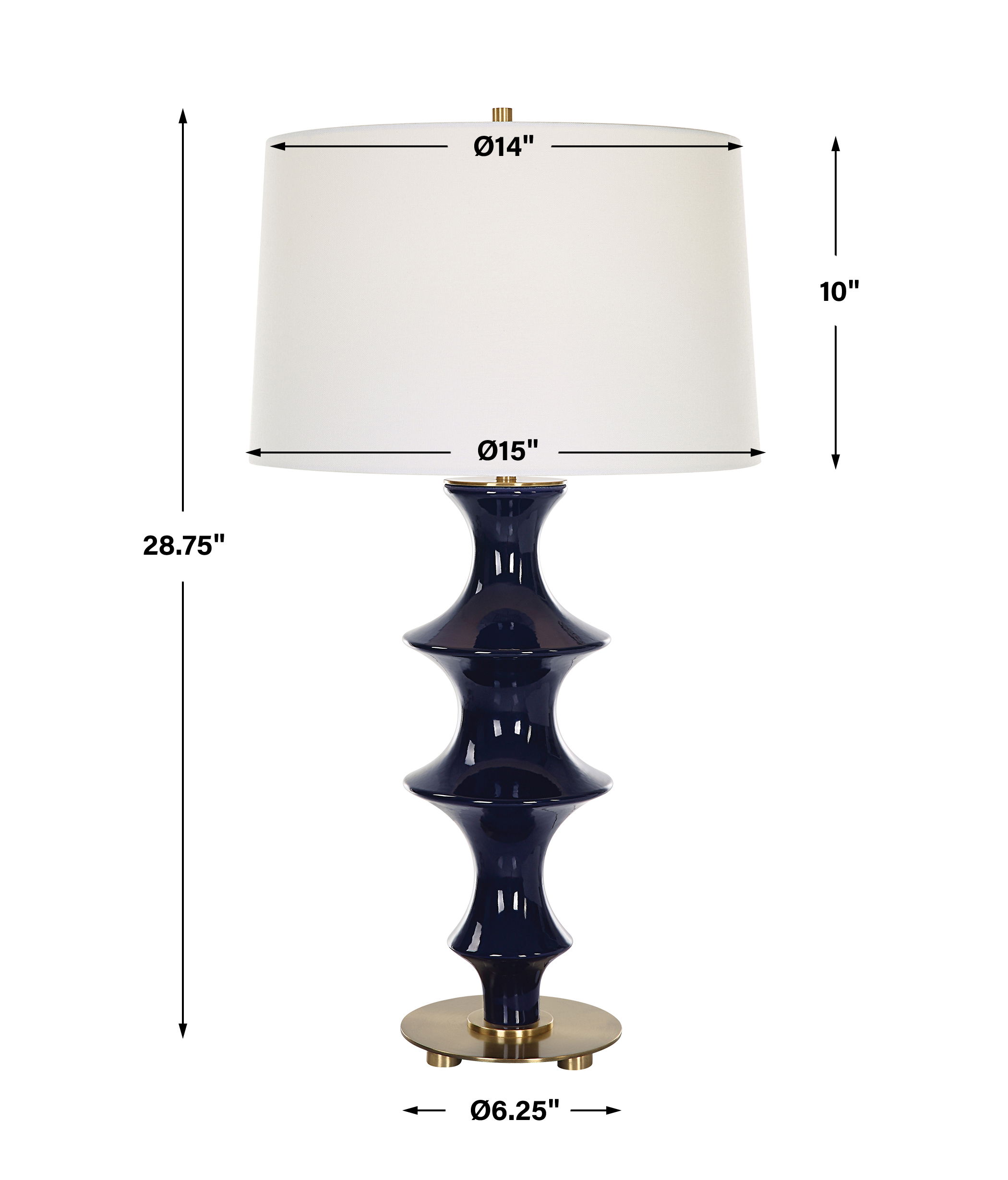 Coil Sculpted Blue Table Lamp, by Uttermost, 15" width x 28.75" height x 15" depth View 3