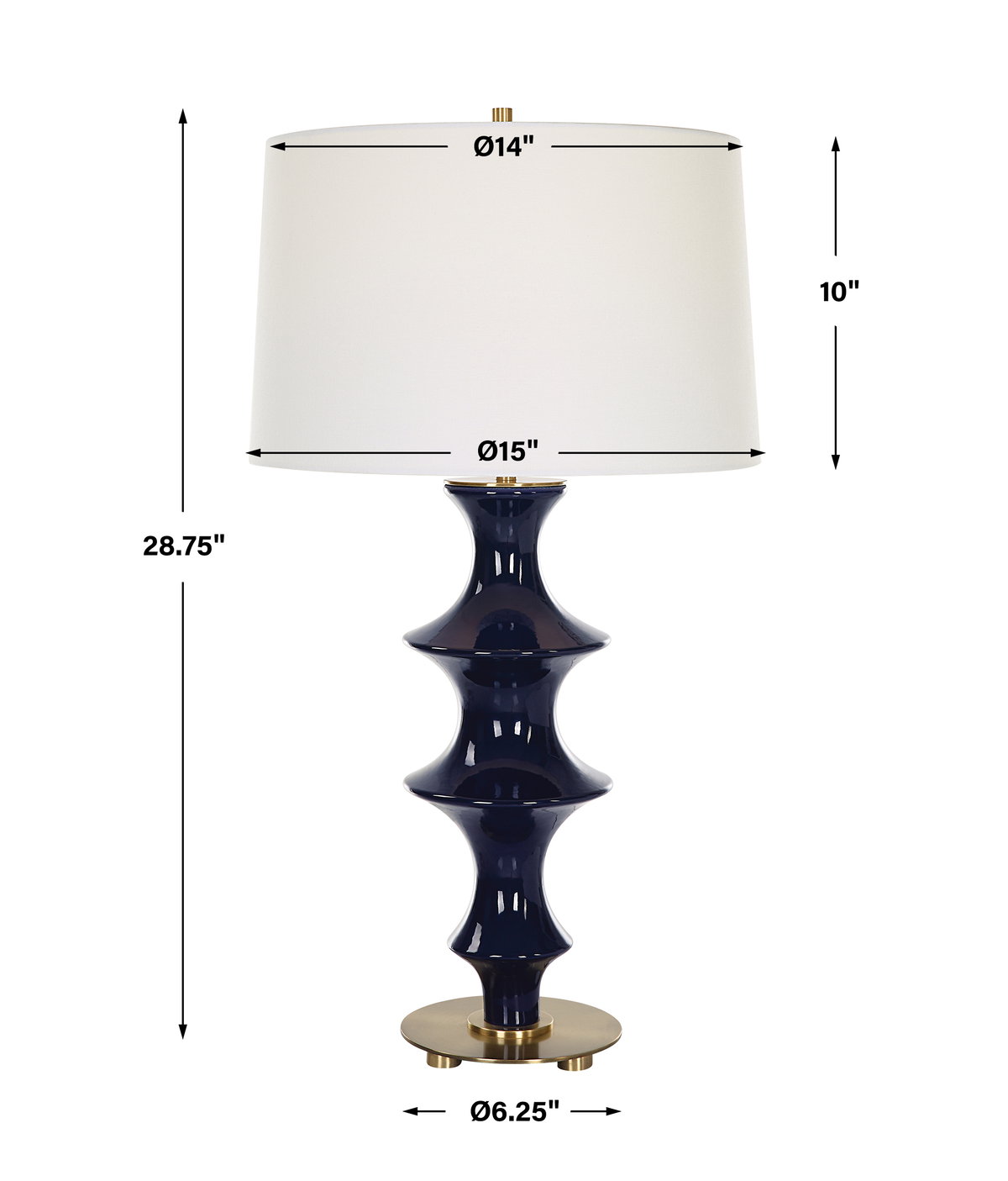 Coil Sculpted Blue Table Lamp, by Uttermost, 15" width x 28.75" height x 15" depth View 3
