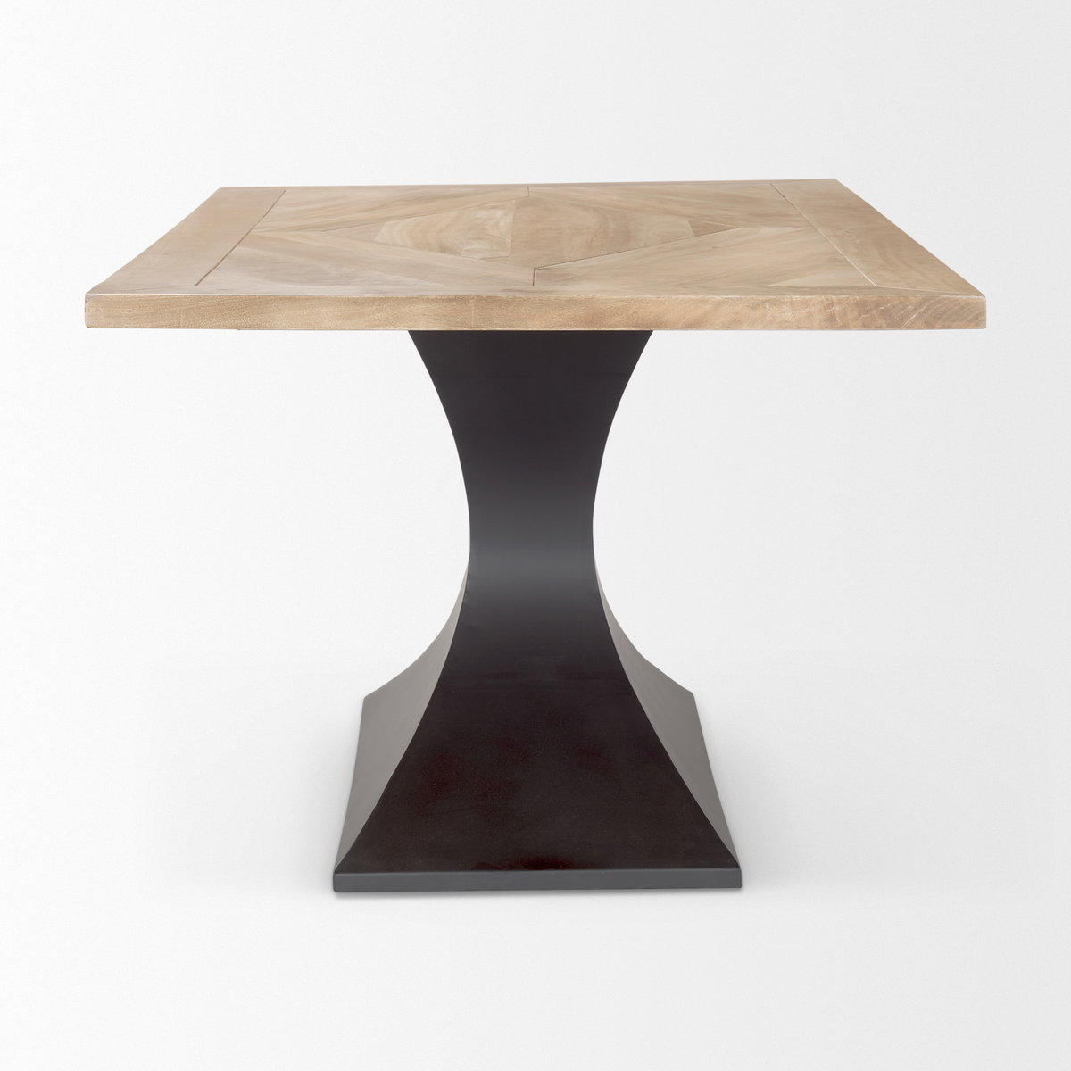 Maxton 79'L x 39'W Rectangular Pedestal Dining Table | Light Brown Wood & Gunmetal Metal | Seats 6, by Mercana, 79" length x 39" width x 30" height View 5