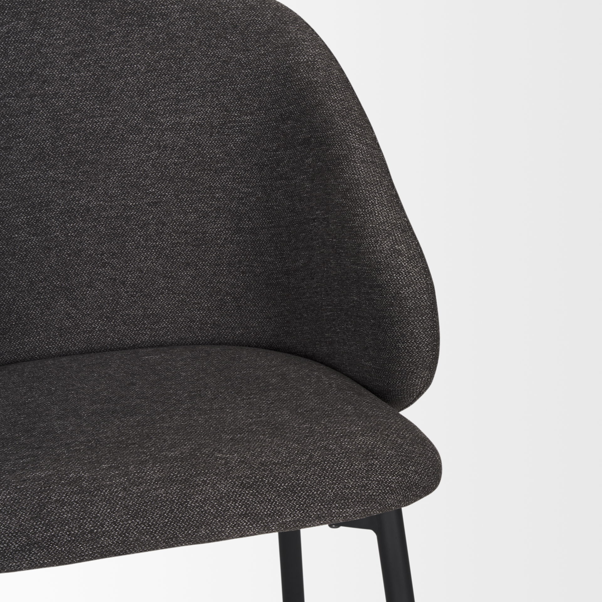 Shannon Dining Chair with Gray Fabric & Matte Black Metal, by Mercana, 22.5" length x 22.75" width x 31.5" height View 10