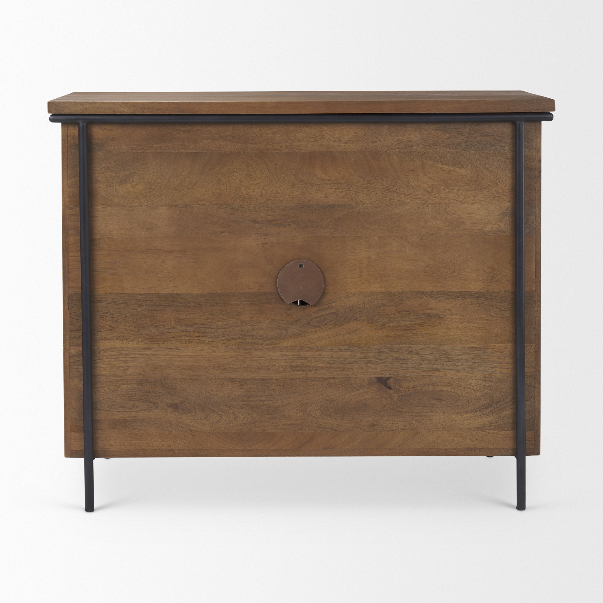 Maddox  40.0L x 18.5W x 32.75H Brown Solid Wood Black Metal 2 Door Accent Cabinet large image 