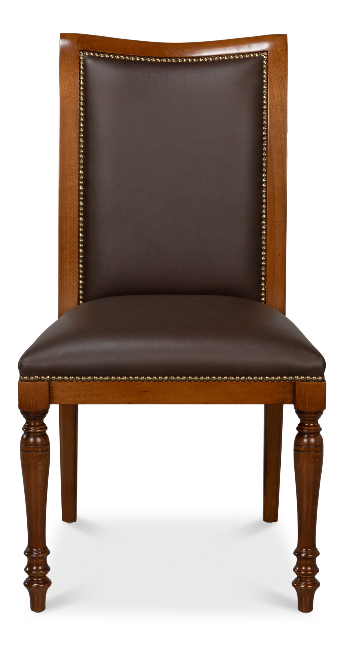 Camile Leather Side Chair  Brown, by Sarreid, 2'3" length x 1'9" width x 3'3" height View 2