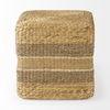 Maya  Light Brown with Medium Brown Stripes Seagrass Square Pouf, Ottoman by Mercana, 17.72" length x 17.72" width x 17.72" height thumbnail 3