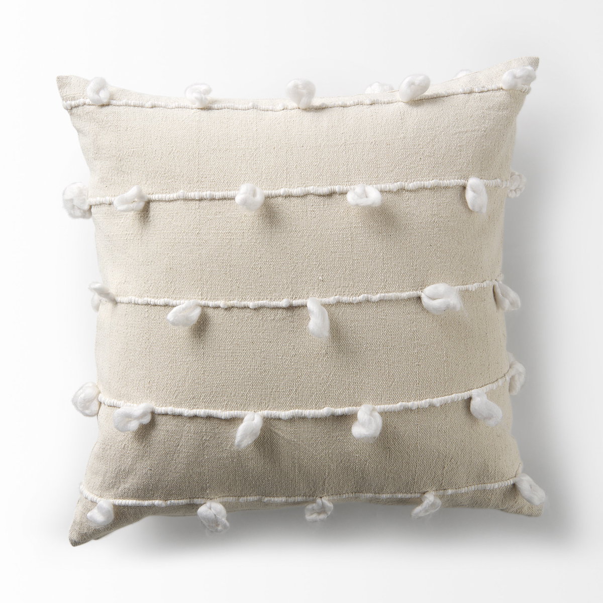 Erica 20x20 Cream With White Detail Pillow Cover, Decorative Pillow by Mercana, 20" length x 20" width x 0.2" height View 7