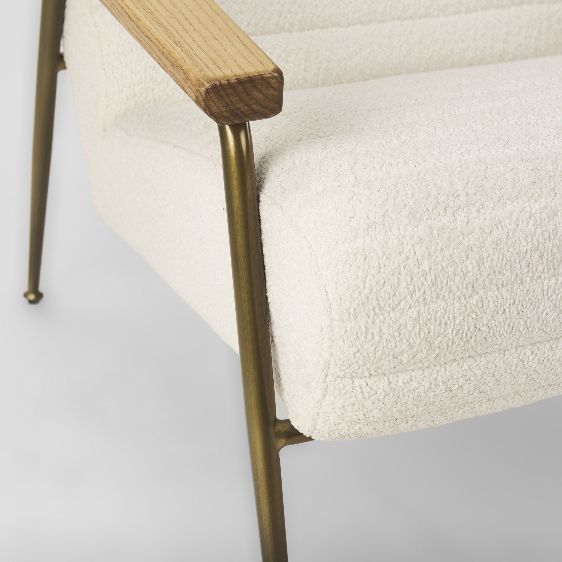 Grosjean Cream Boucle Accent Chair, by Mercana, 27.56" length x 37.01" width x 34.65" height View 9
