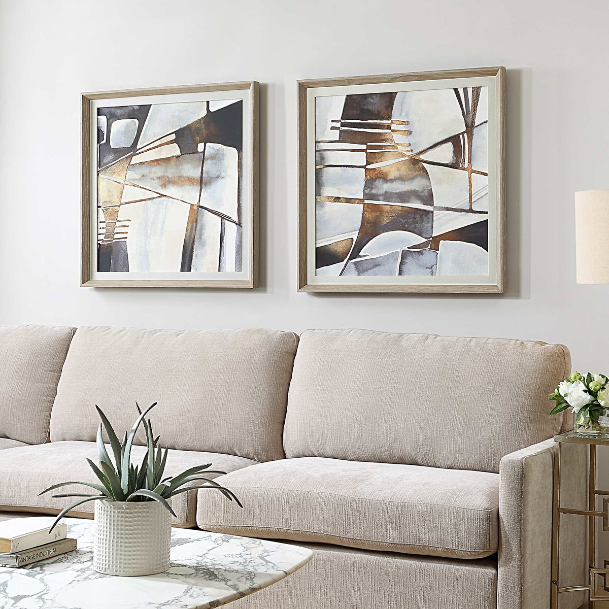 Vetrina Framed Abstract Prints Set/2, Art by Uttermost, 34.87" width x 34.87" height x 2" depth View 4
