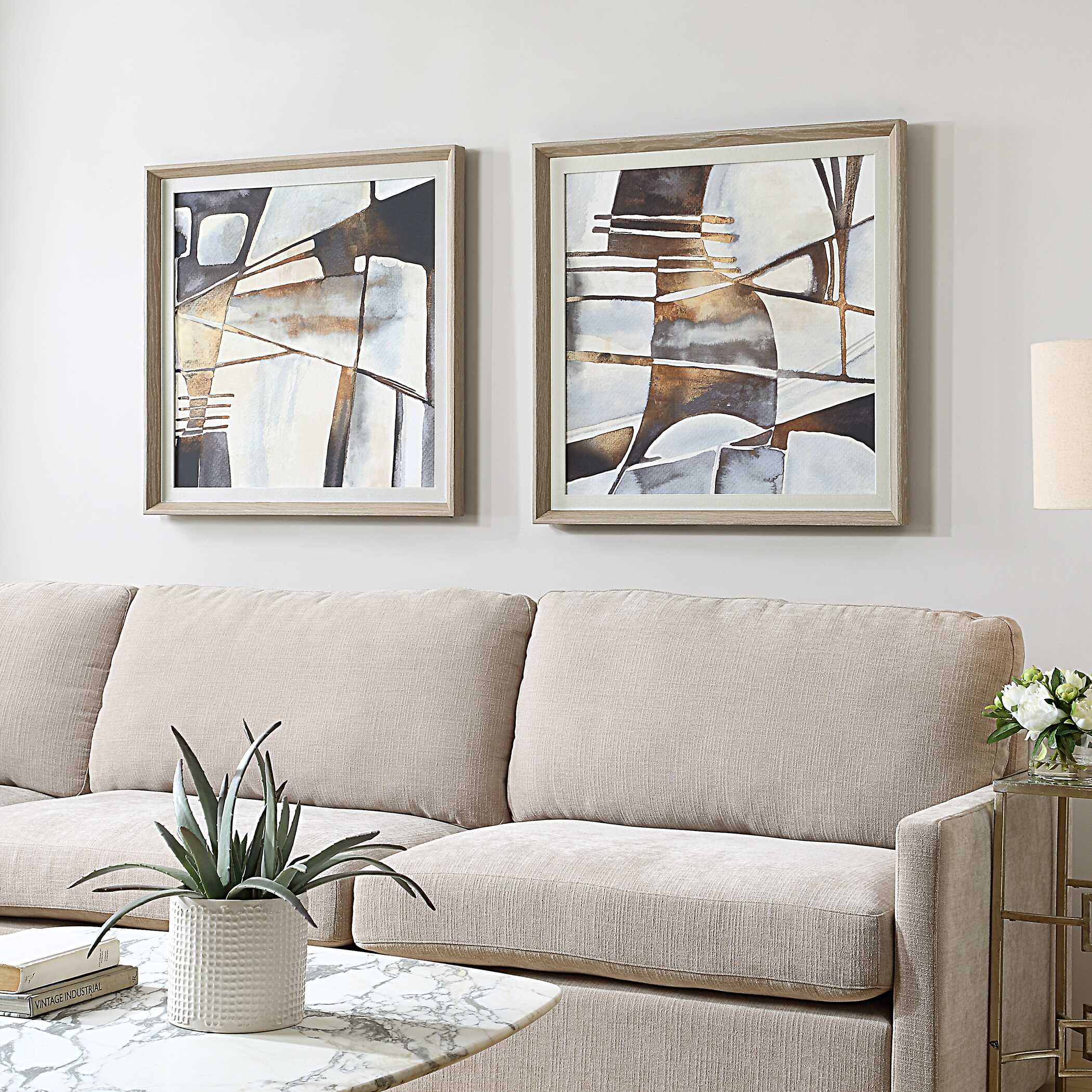 Vetrina Framed Abstract Prints Set/2, Painting by Uttermost, 34.87" width x 34.87" height x 2" depth View 4